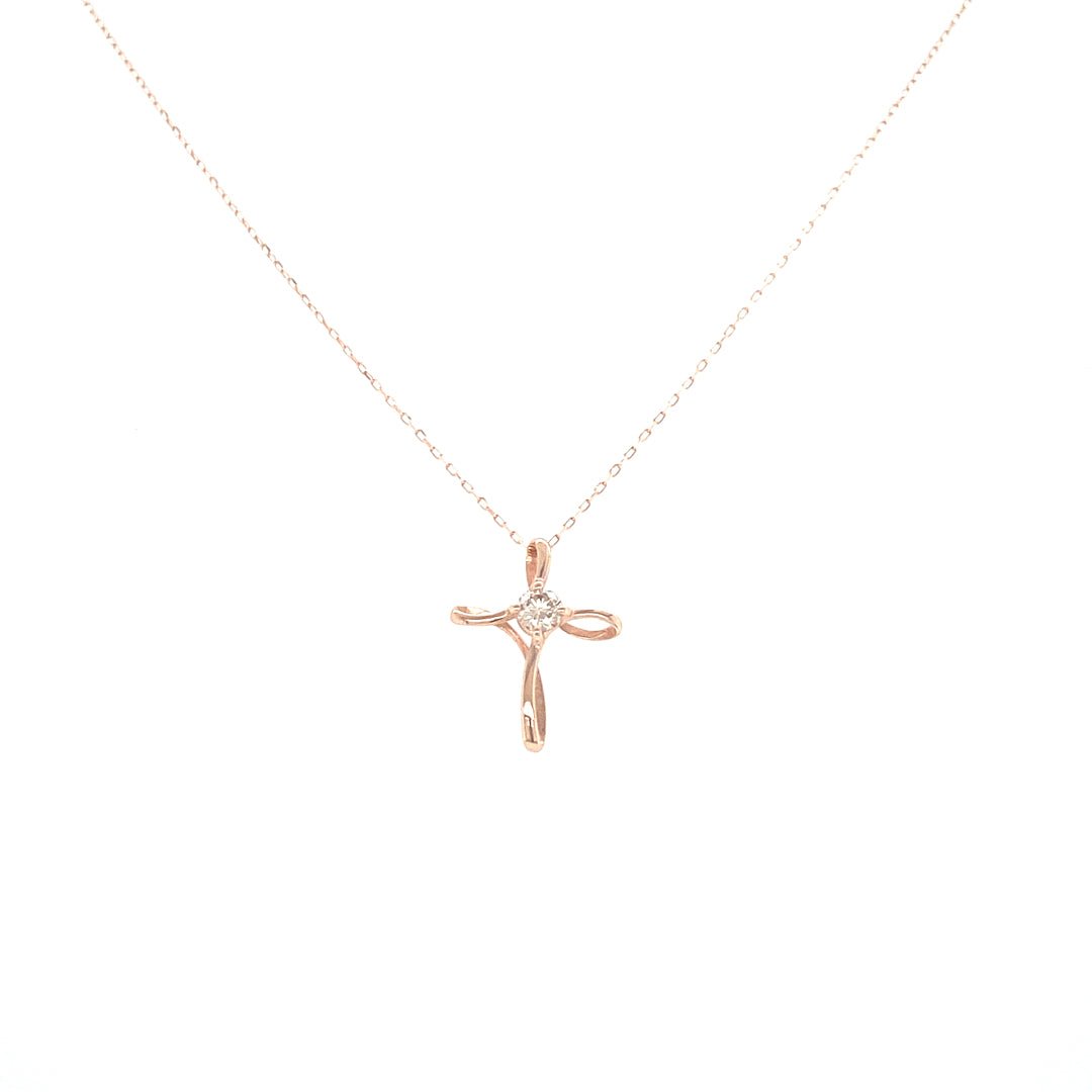 Single Dia Cross Necklace 0.08ct - JMW Jewelry Wholesale