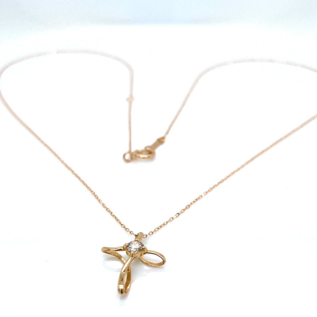 Single Dia Cross Necklace 0.08ct - JMW Jewelry Wholesale
