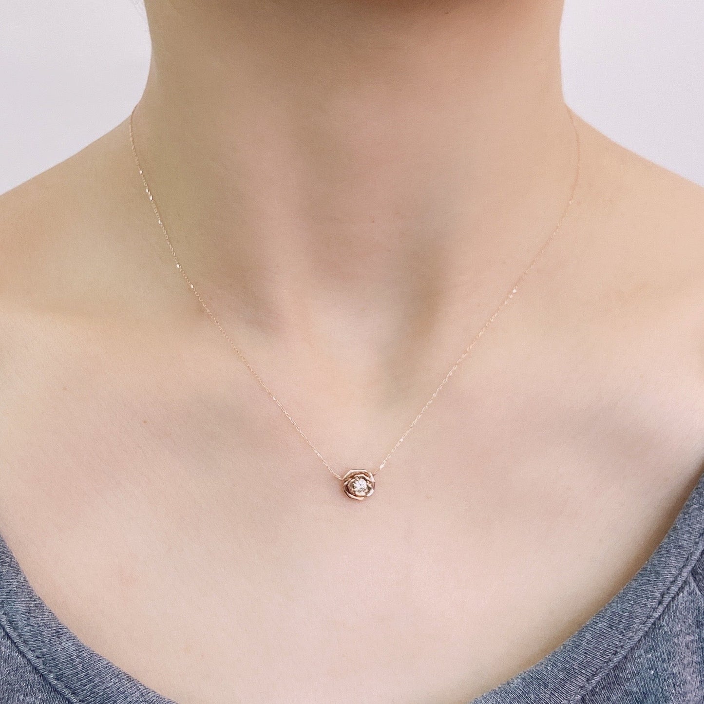 Single Dia Rose Necklace 0.1ct - JMW Jewelry Wholesale