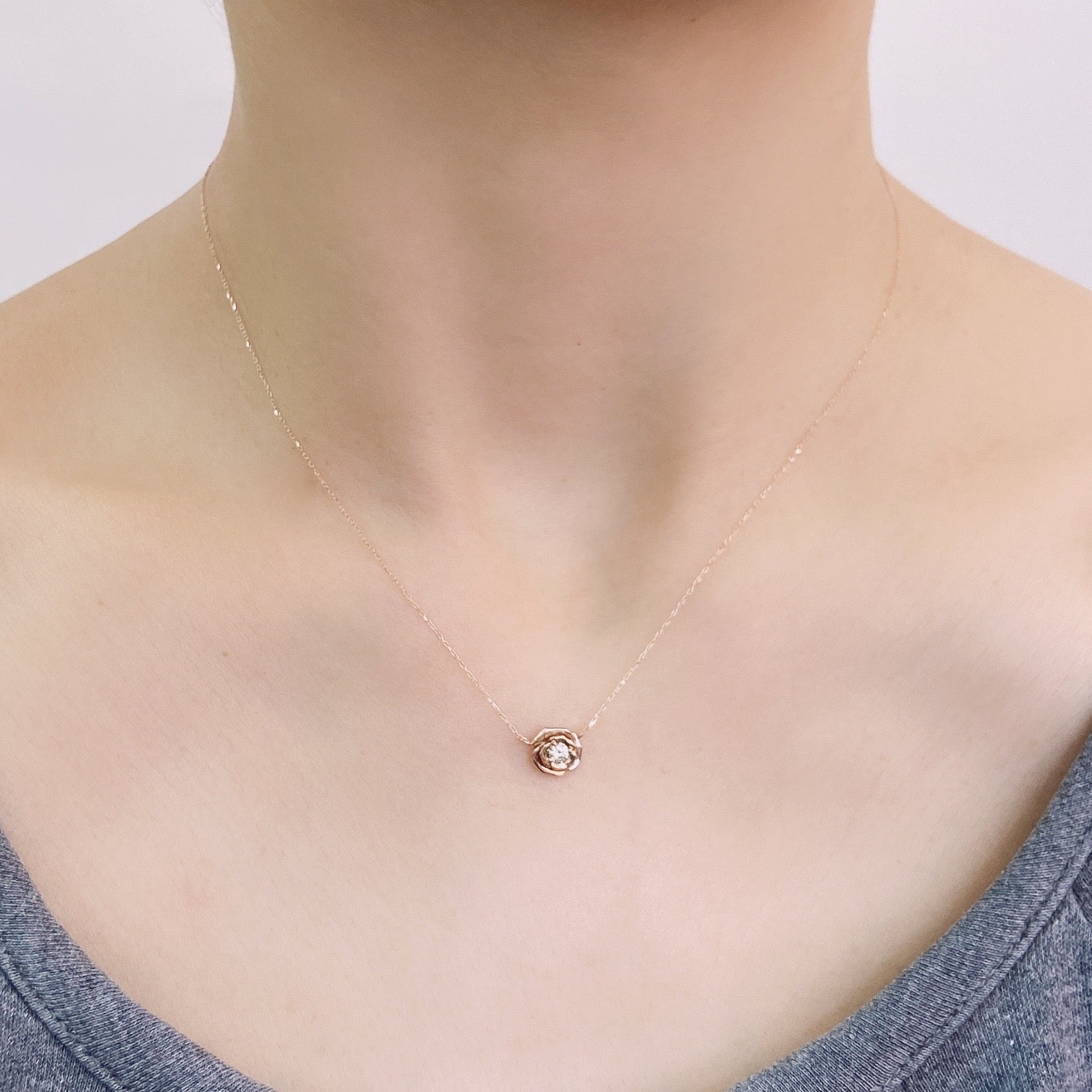 Single Dia Rose Necklace 0.1ct - JMW Jewelry Wholesale