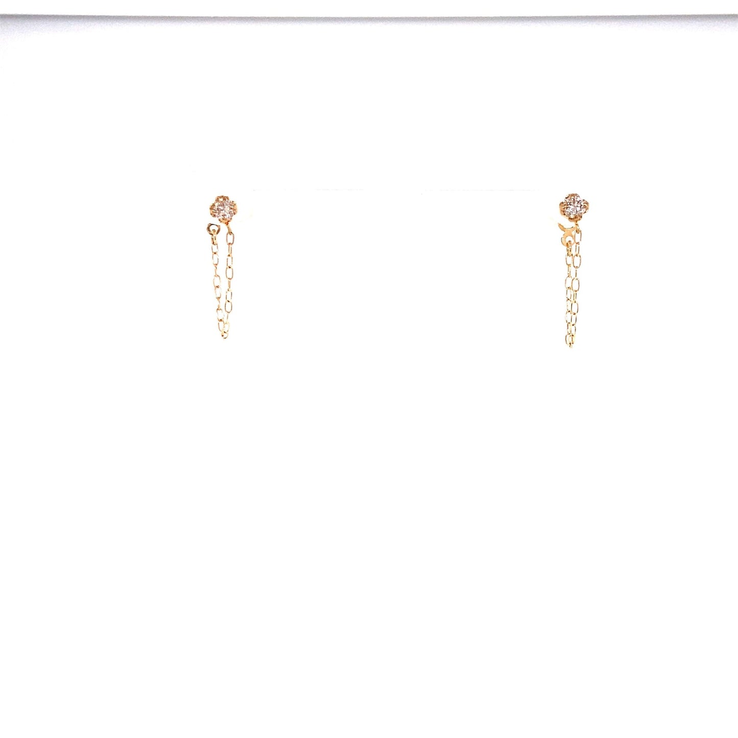 Single Diamond with Chain Earrings 0.1ct - JMW Jewelry Wholesale