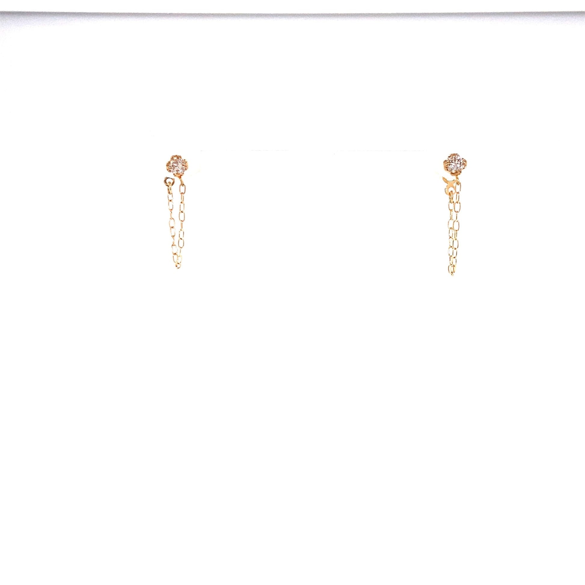 Single Diamond with Chain Earrings 0.1ct - JMW Jewelry Wholesale