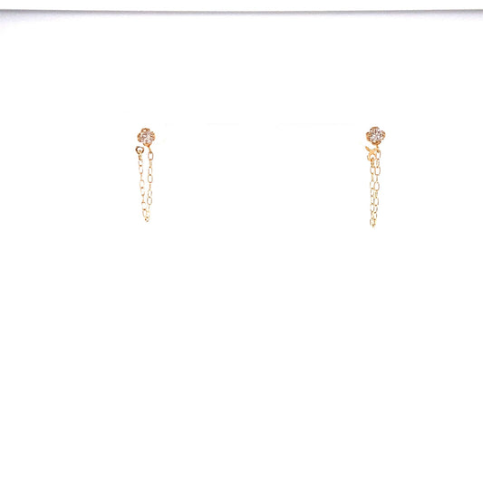 Single Diamond with Chain Earrings 0.1ct - JMW Jewelry Wholesale