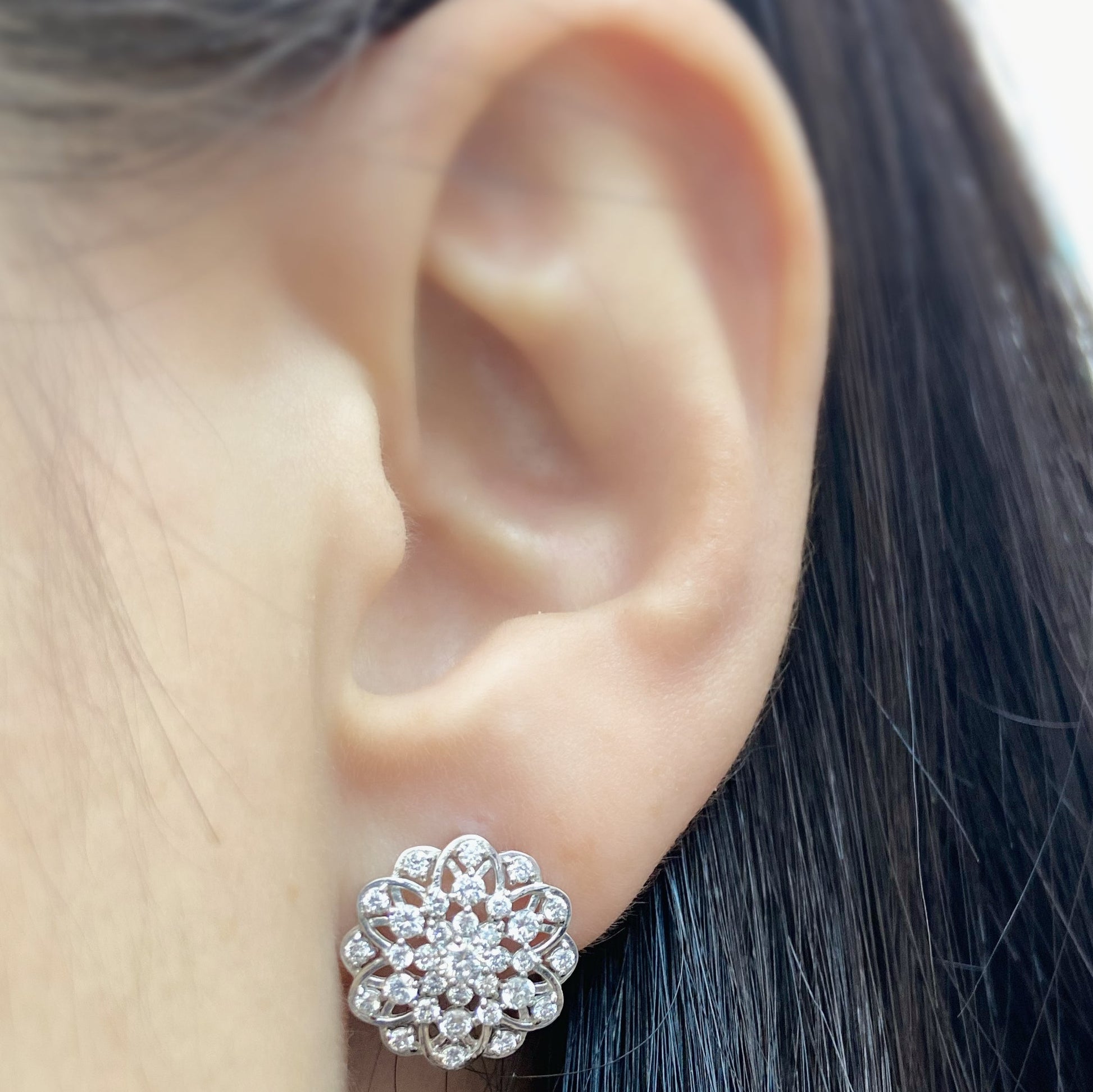 Six petal flower Earrings 1ct - JMW Jewelry Wholesale