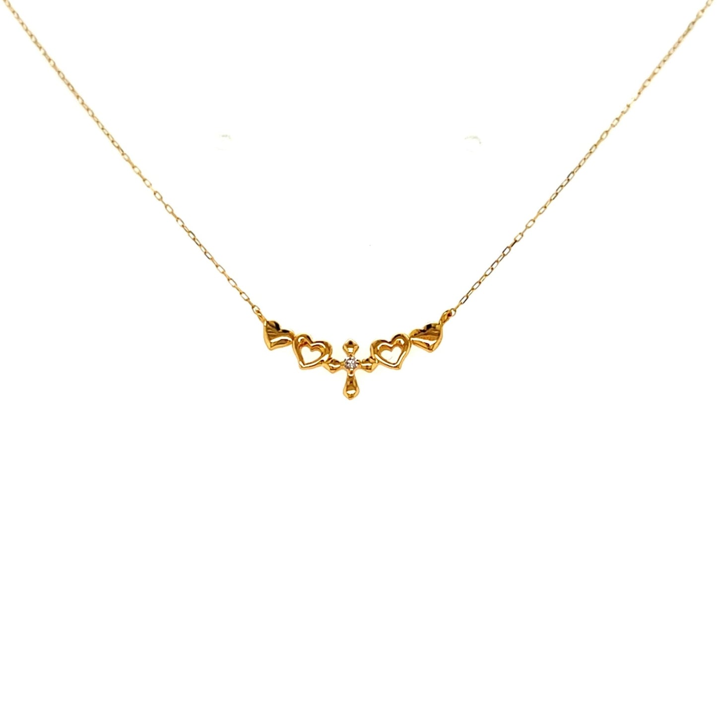 Smile shape Cross Heart Necklace 0.01ct - JMW Jewelry Wholesale