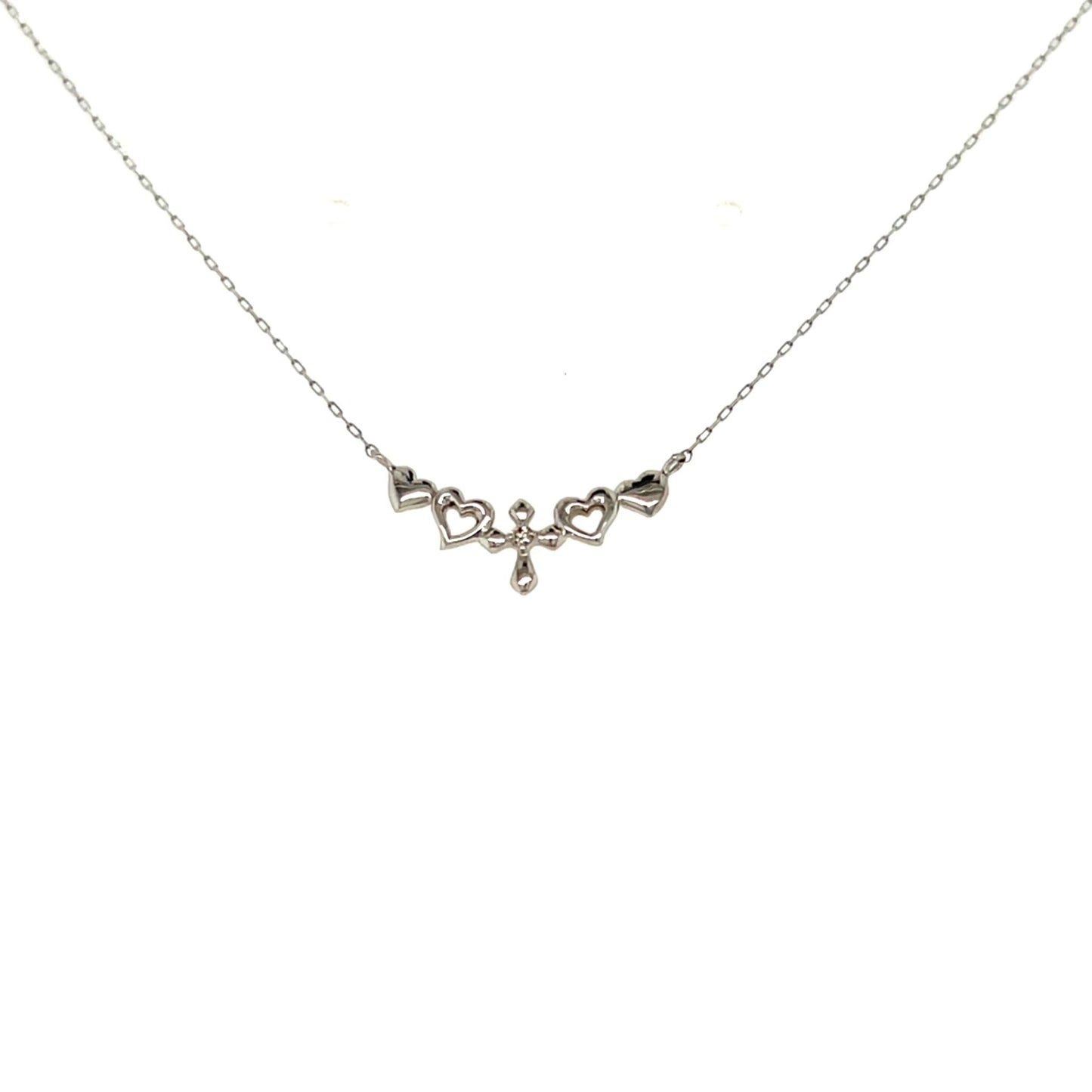 Smile shape Cross Heart Necklace 0.01ct - JMW Jewelry Wholesale