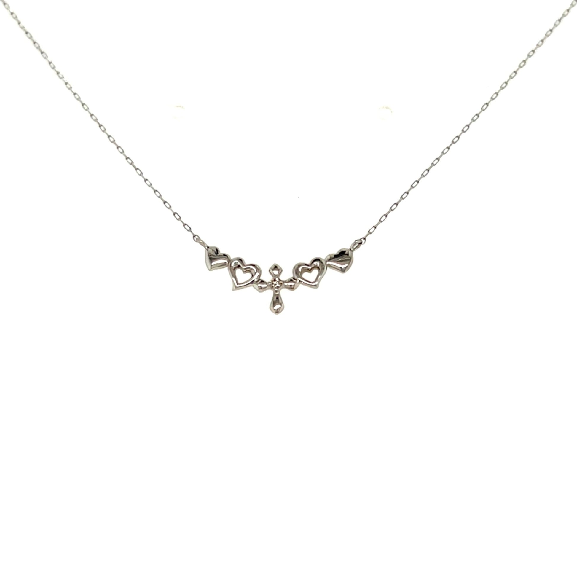 Smile shape Cross Heart Necklace 0.01ct - JMW Jewelry Wholesale