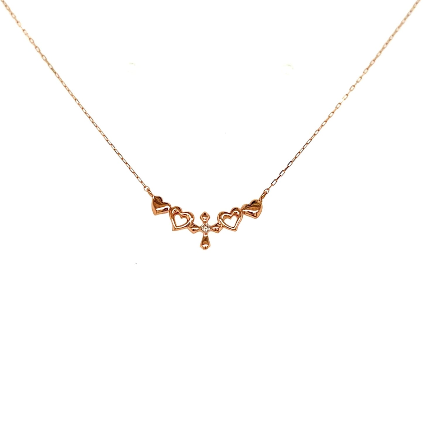 Smile shape Cross Heart Necklace 0.01ct - JMW Jewelry Wholesale