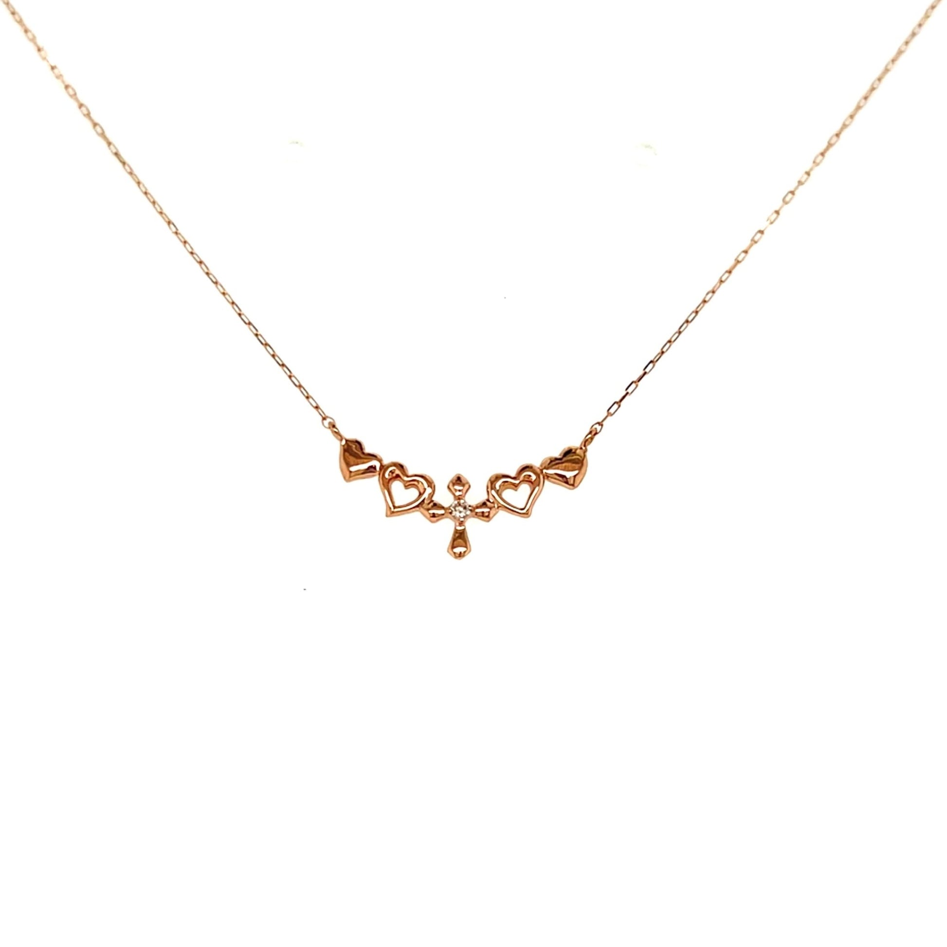 Smile shape Cross Heart Necklace 0.01ct - JMW Jewelry Wholesale