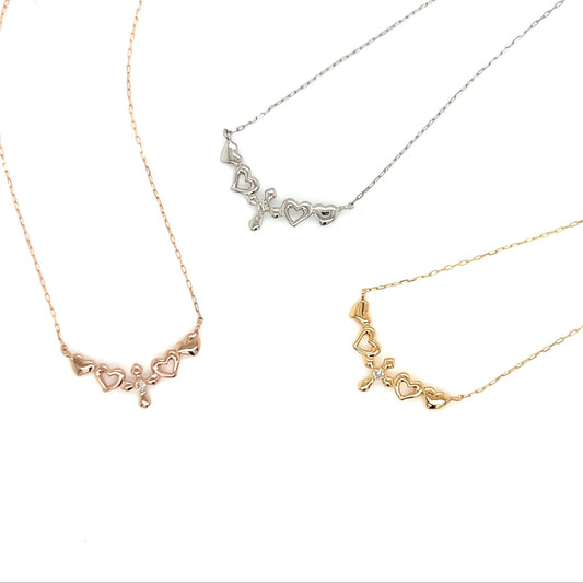 Smile shape Cross Heart Necklace 0.01ct - JMW Jewelry Wholesale