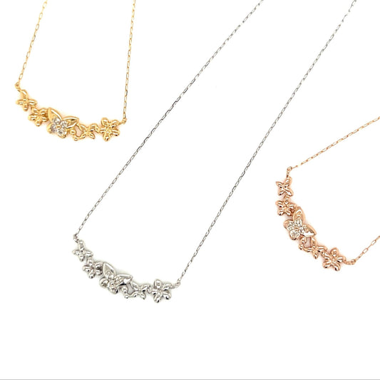 Smile shape Floral Butterfly Necklace 0.04ct - JMW Jewelry Wholesale