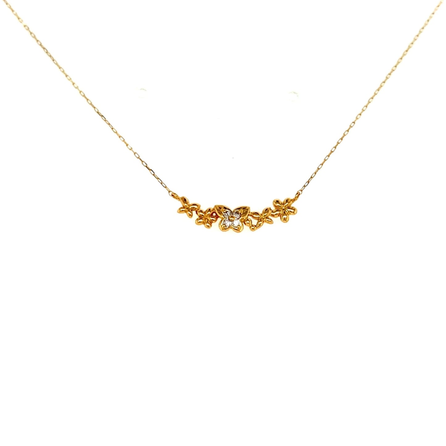 Smile shape Floral Butterfly Necklace 0.04ct - JMW Jewelry Wholesale