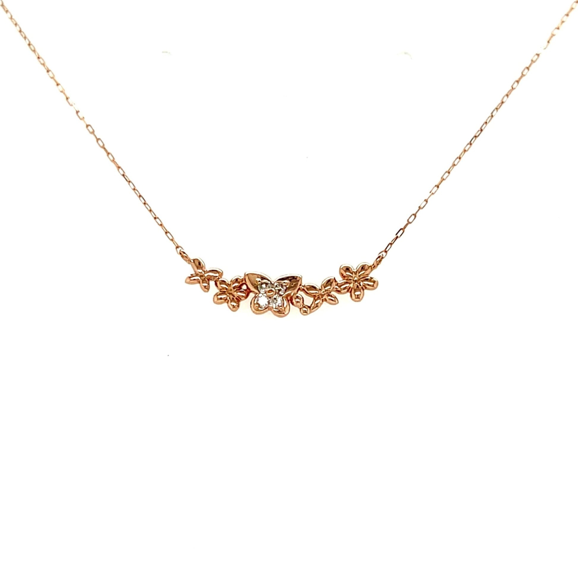 Smile shape Floral Butterfly Necklace 0.04ct - JMW Jewelry Wholesale