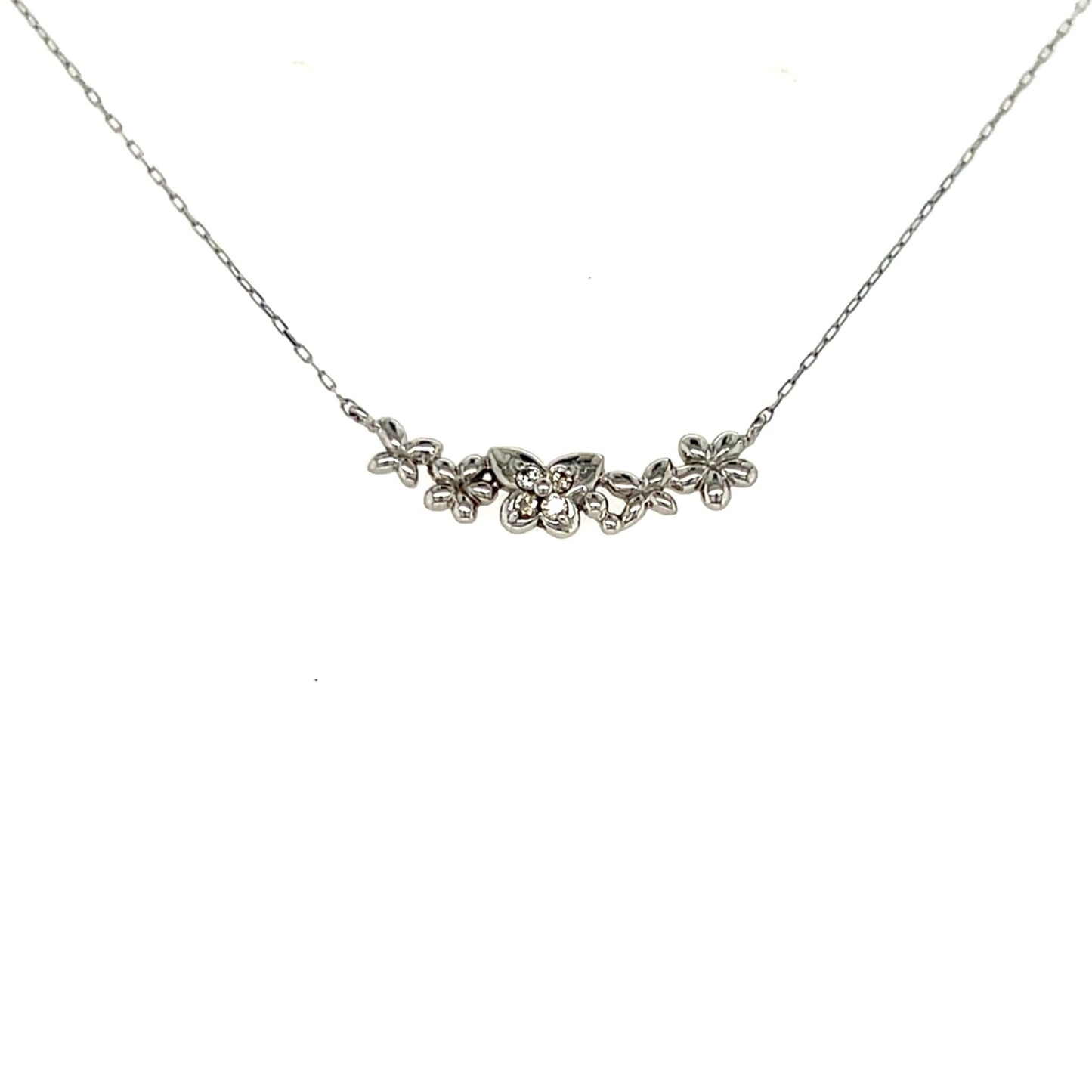 Smile shape Floral Butterfly Necklace 0.04ct - JMW Jewelry Wholesale