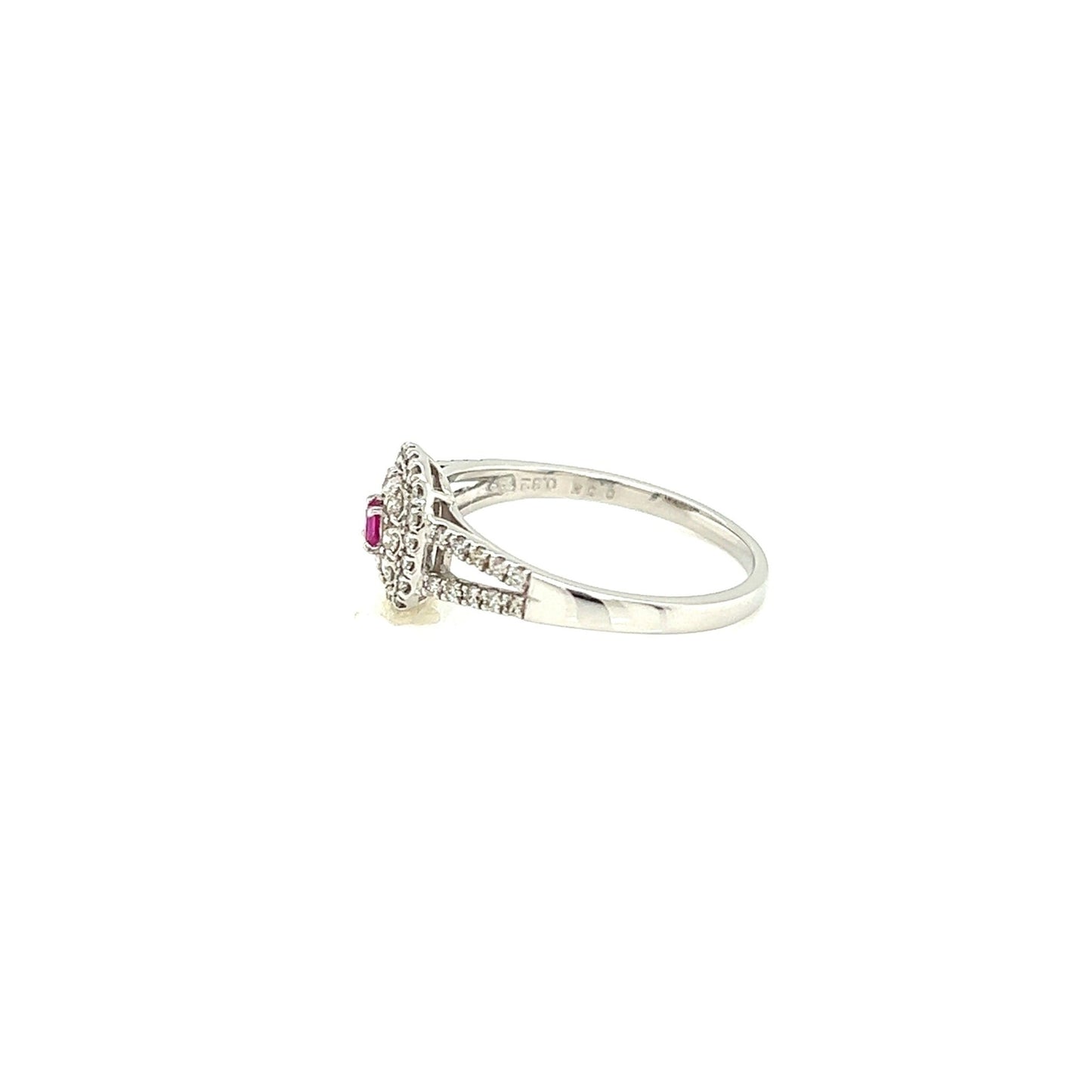 Square Shape Pink Sapphire Pave ring 0.05/0.32ct - JMW Jewelry Wholesale