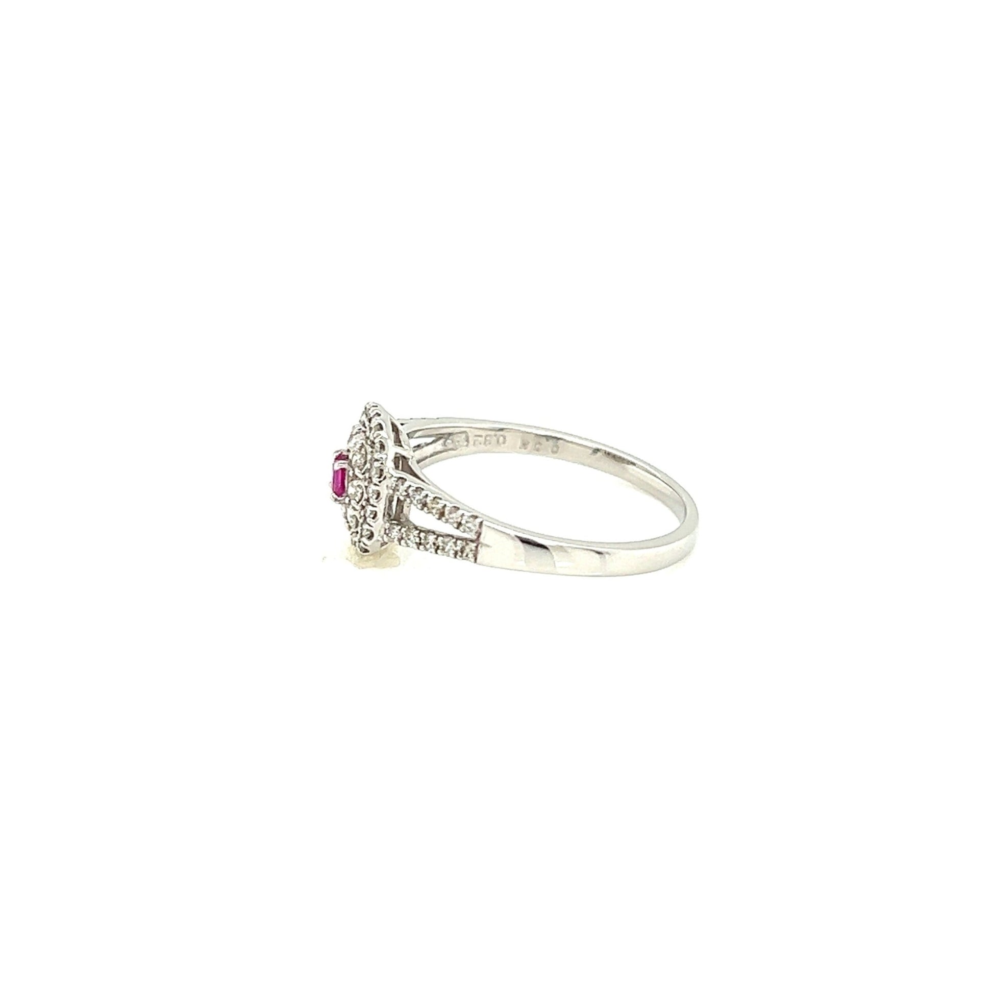 Square Shape Pink Sapphire Pave ring 0.05/0.32ct - JMW Jewelry Wholesale