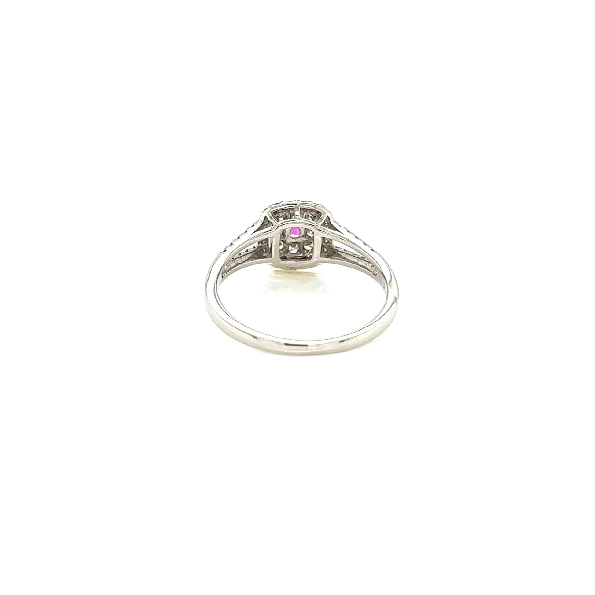 Square Shape Pink Sapphire Pave ring 0.05/0.32ct - JMW Jewelry Wholesale