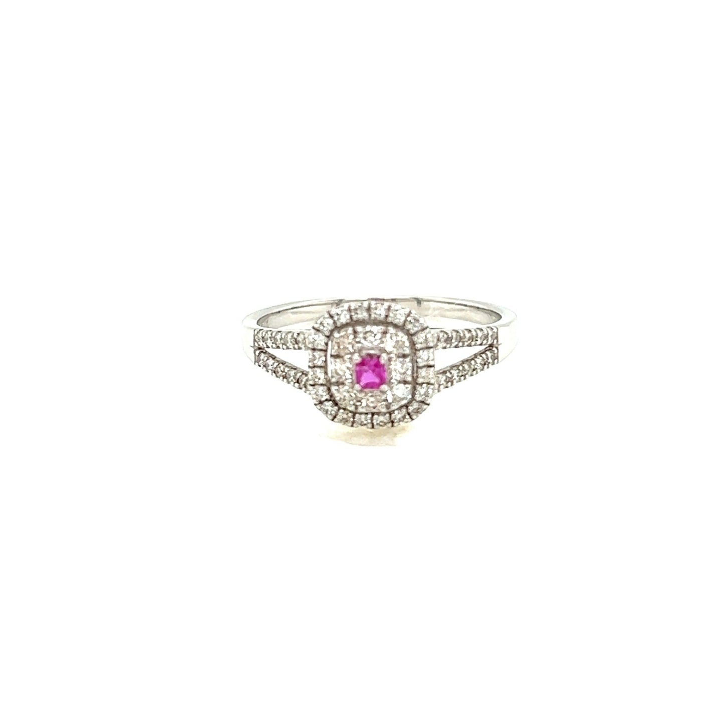Square Shape Pink Sapphire Pave ring 0.05/0.32ct - JMW Jewelry Wholesale