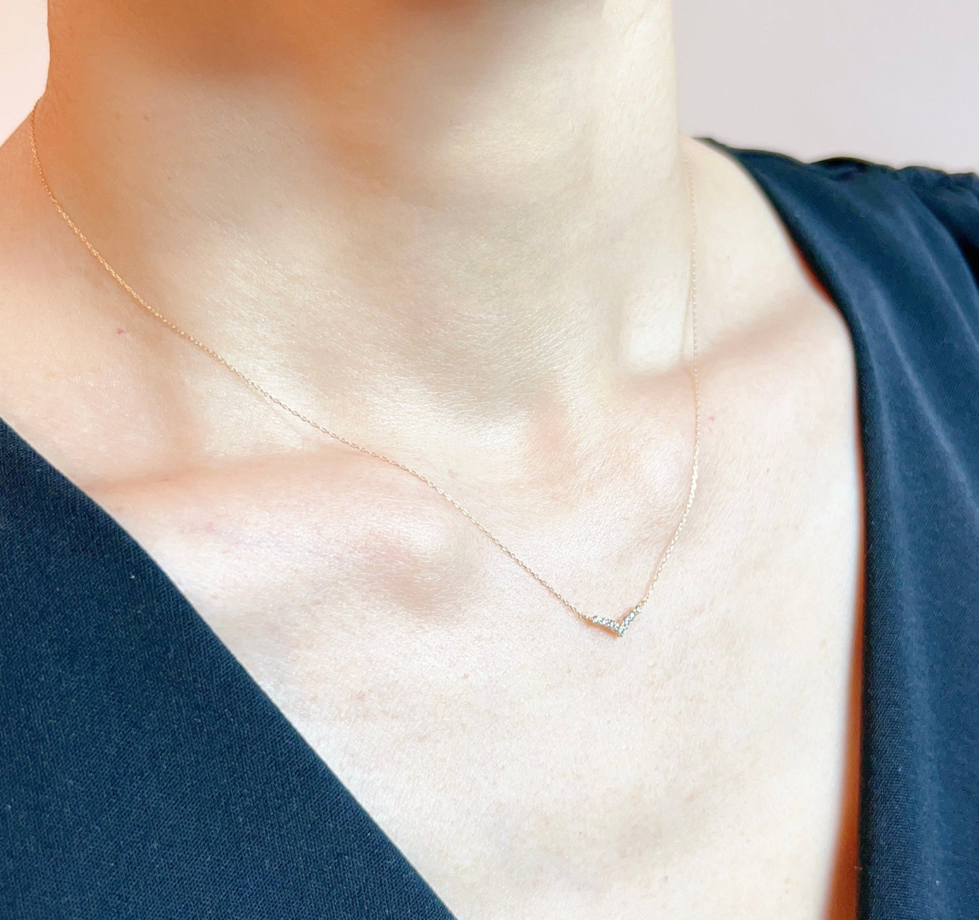 Streamline V shape Necklace 0.08ct - JMW Jewelry Wholesale