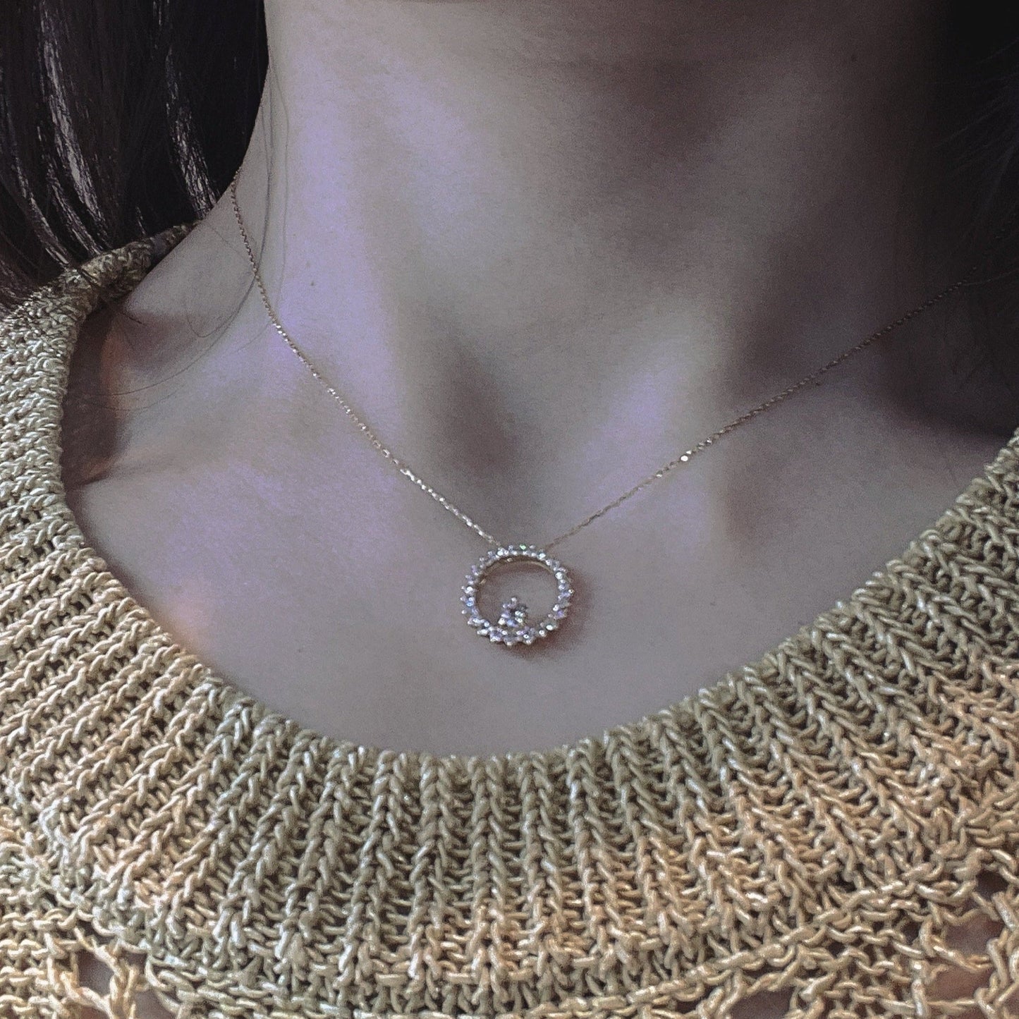 Sunflower w/Single Dia Necklace 0.43ct - JMW Jewelry Wholesale