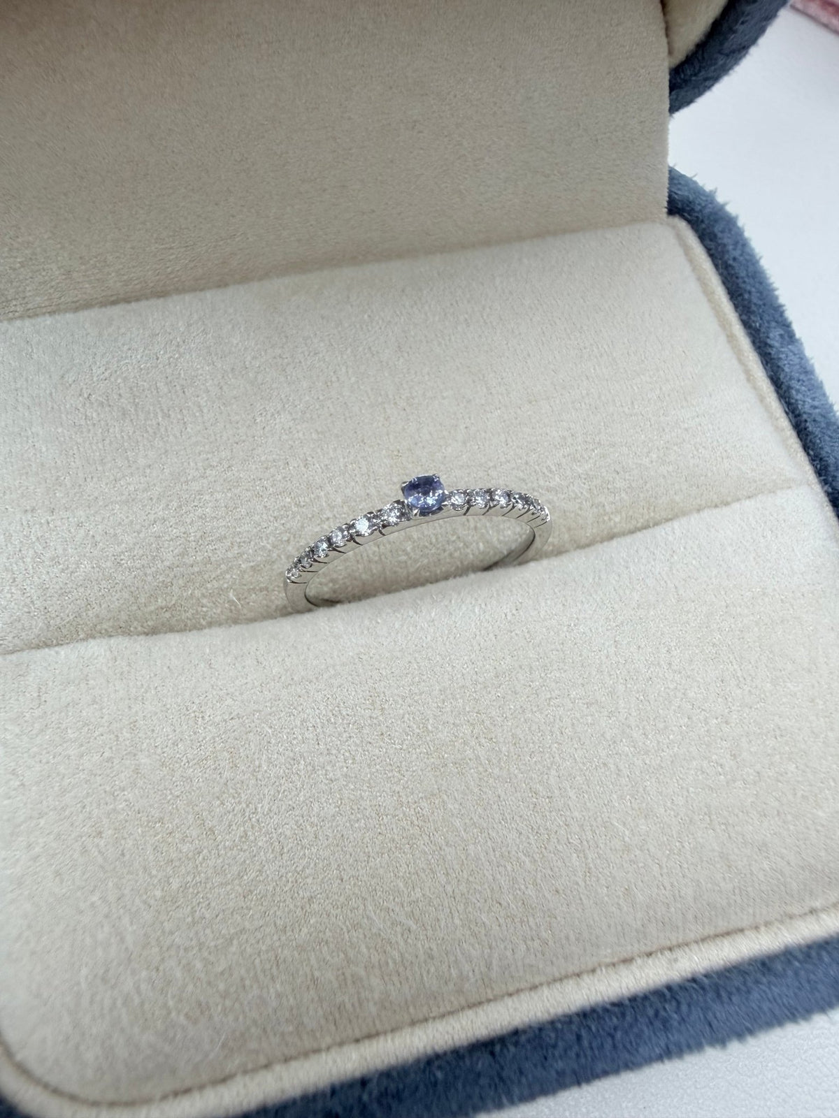 Tanzanite Pinky Four Claw Pave Ring 0.04/0.07ct - JMW Jewelry Wholesale