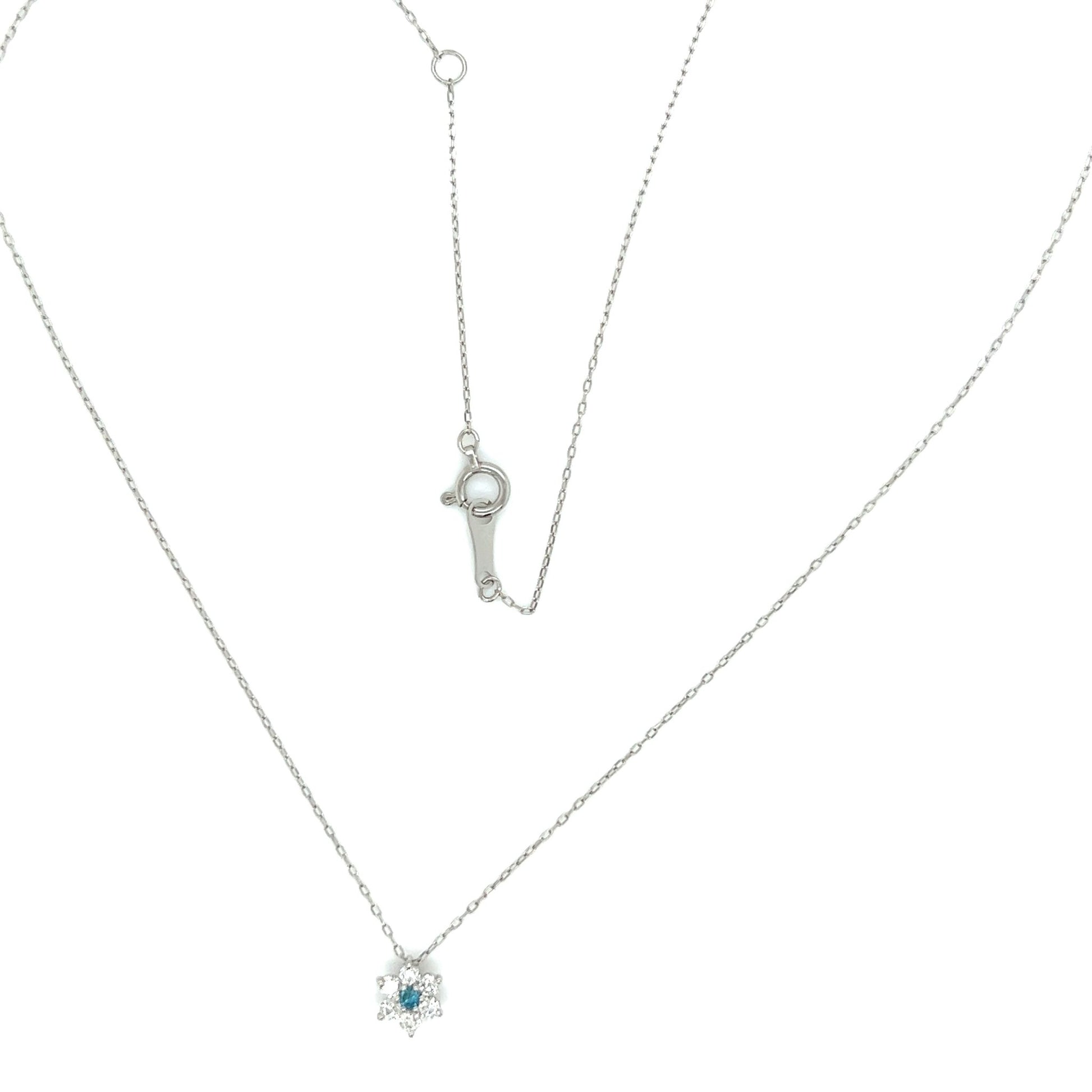 Treated Blue Dia Hexagram Star Necklace 0.02/0.14ct - JMW Jewelry Wholesale