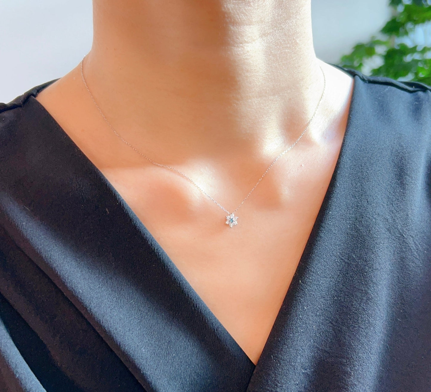 Treated Blue Dia Hexagram Star Necklace 0.02/0.14ct - JMW Jewelry Wholesale
