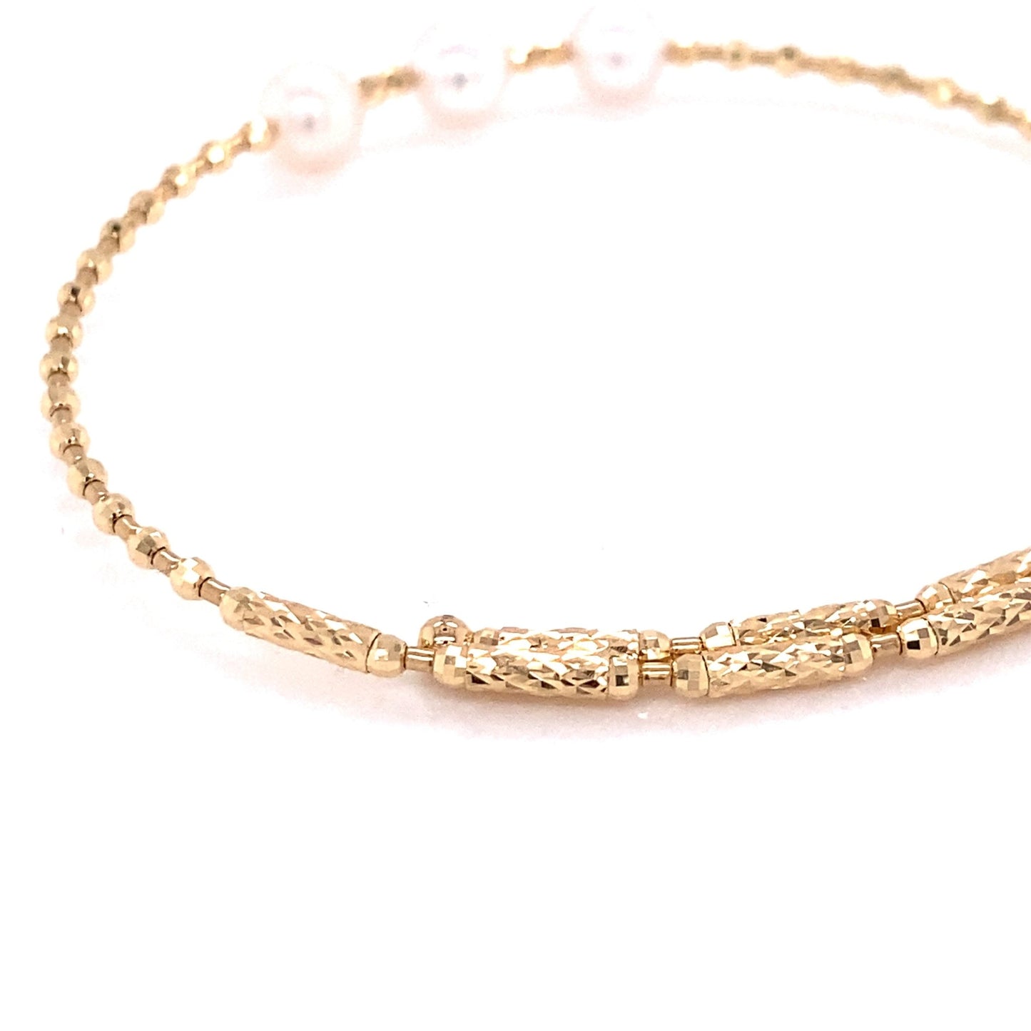 Triple Akoya Pearl Flexi Bangle - JMW Jewelry Wholesale