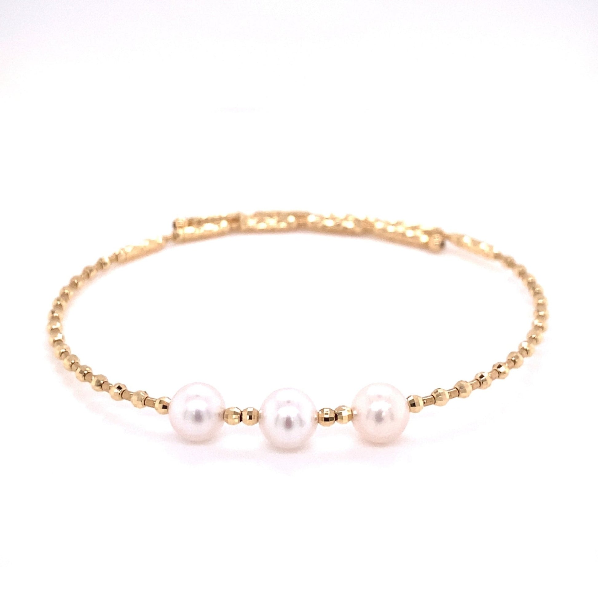 Triple Akoya Pearl Flexi Bangle - JMW Jewelry Wholesale