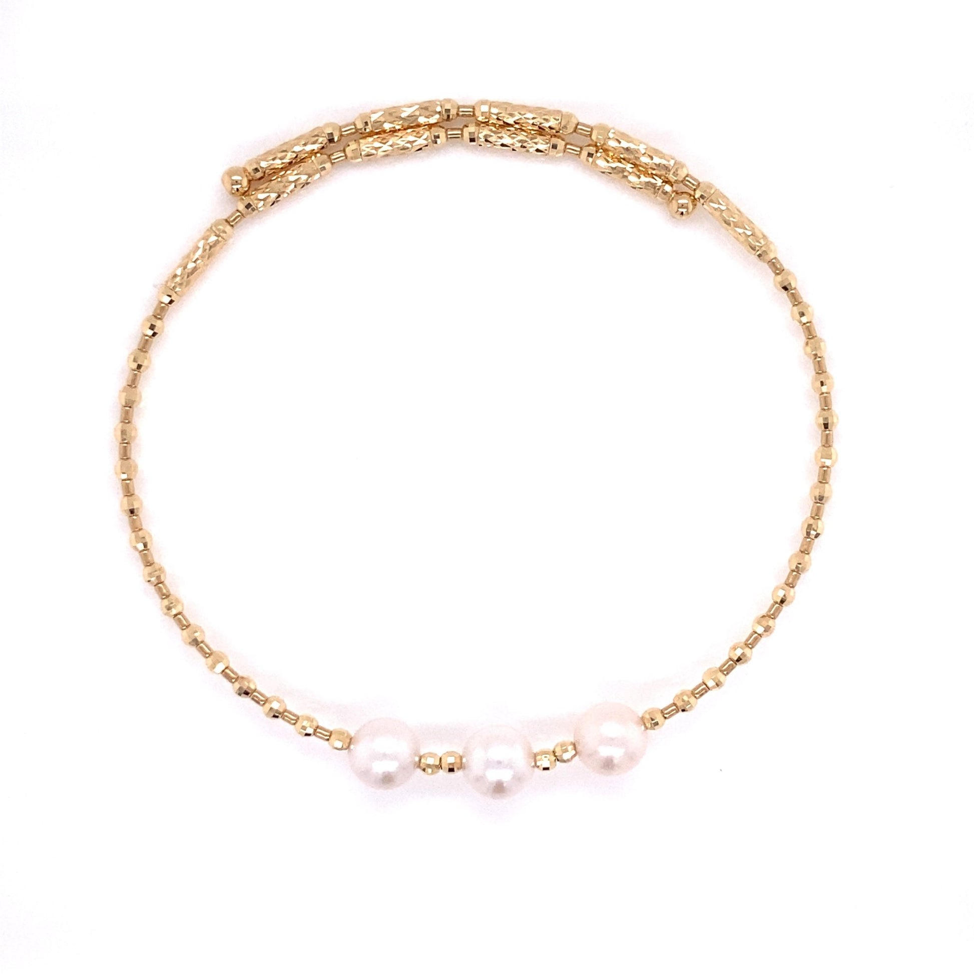 Triple Akoya Pearl Flexi Bangle - JMW Jewelry Wholesale