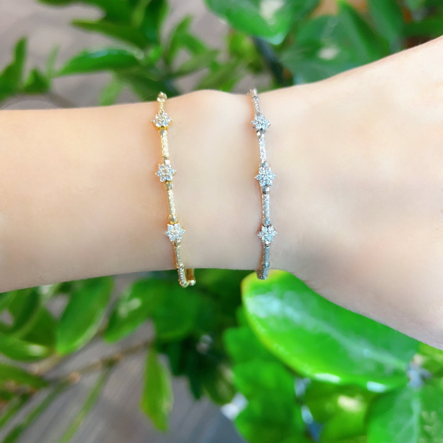 Triple Hexagram Star Flexi Bangle 0.3ct - JMW Jewelry Wholesale