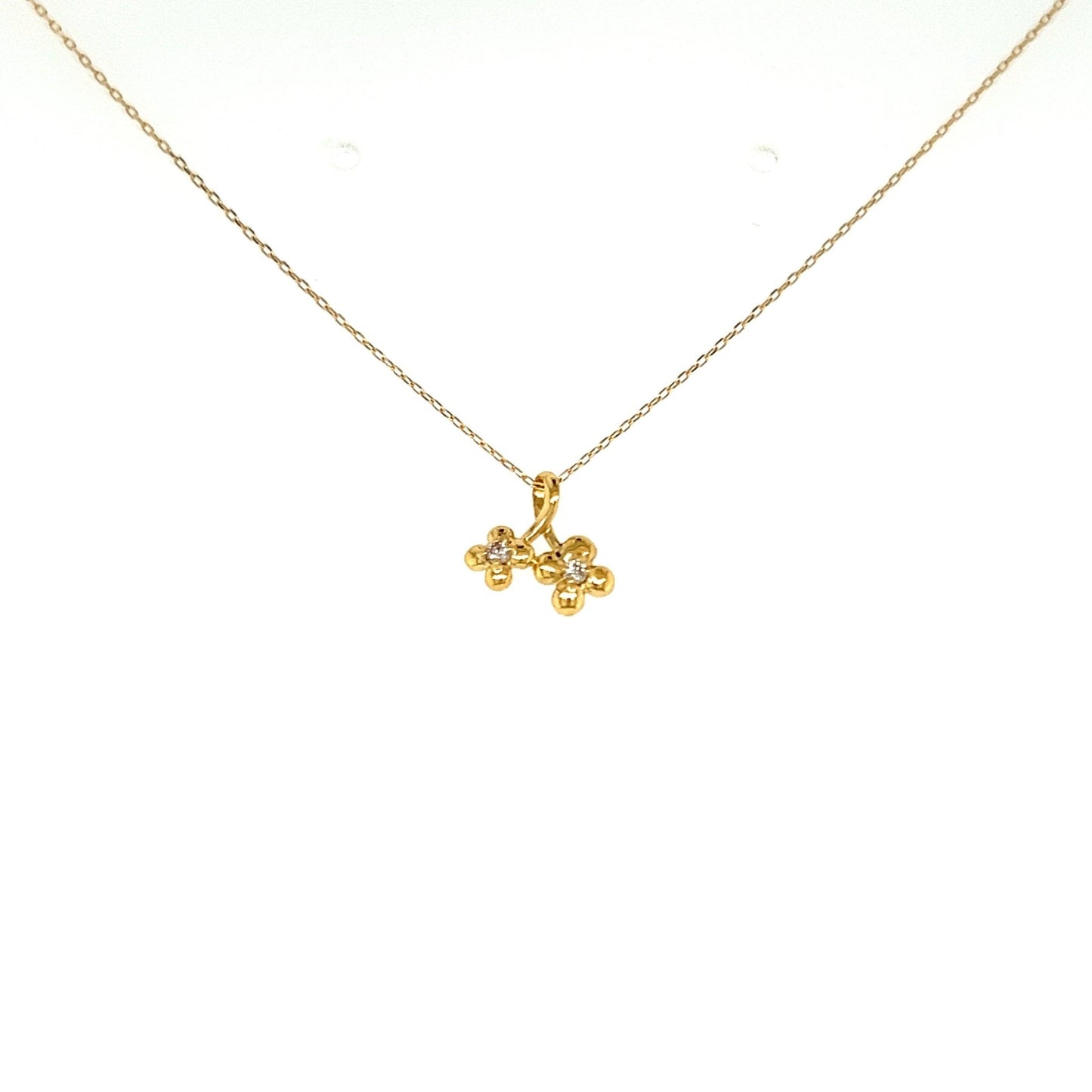 Twins Flower Necklace 0.02ct - JMW Jewelry Wholesale