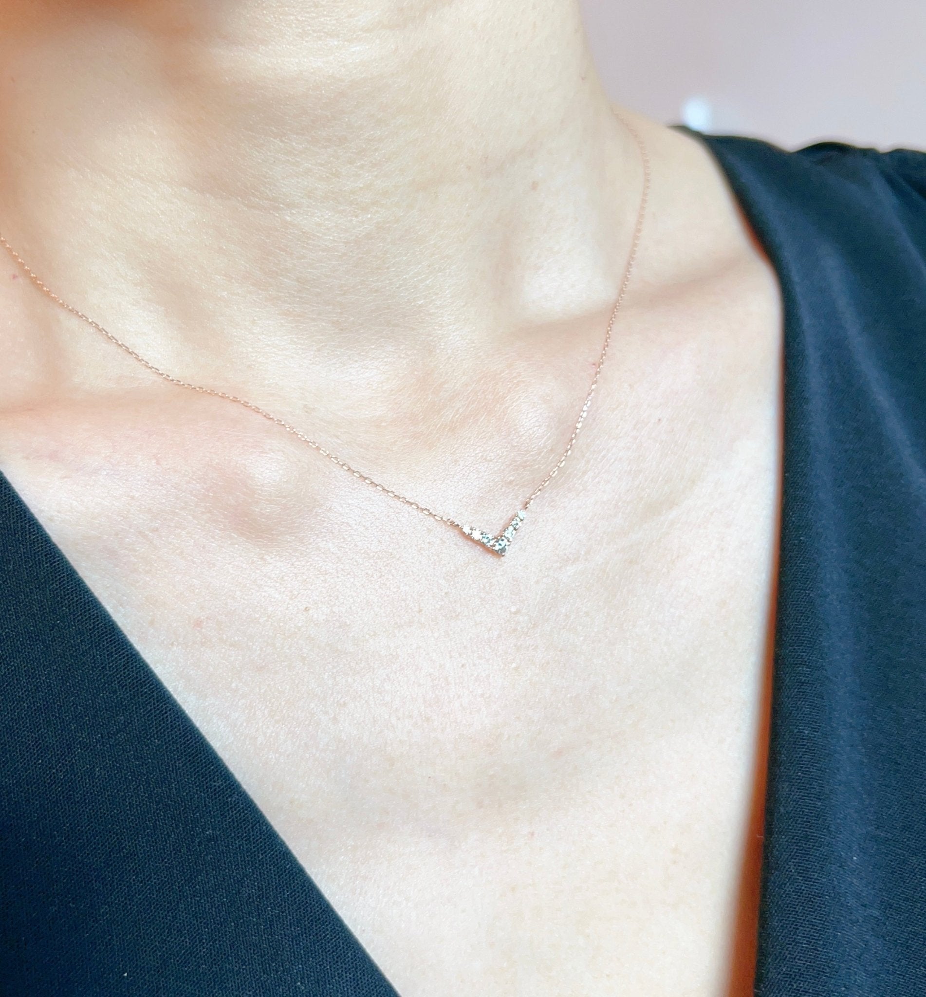 V Shape Necklace 0.15ct - JMW Jewelry Wholesale