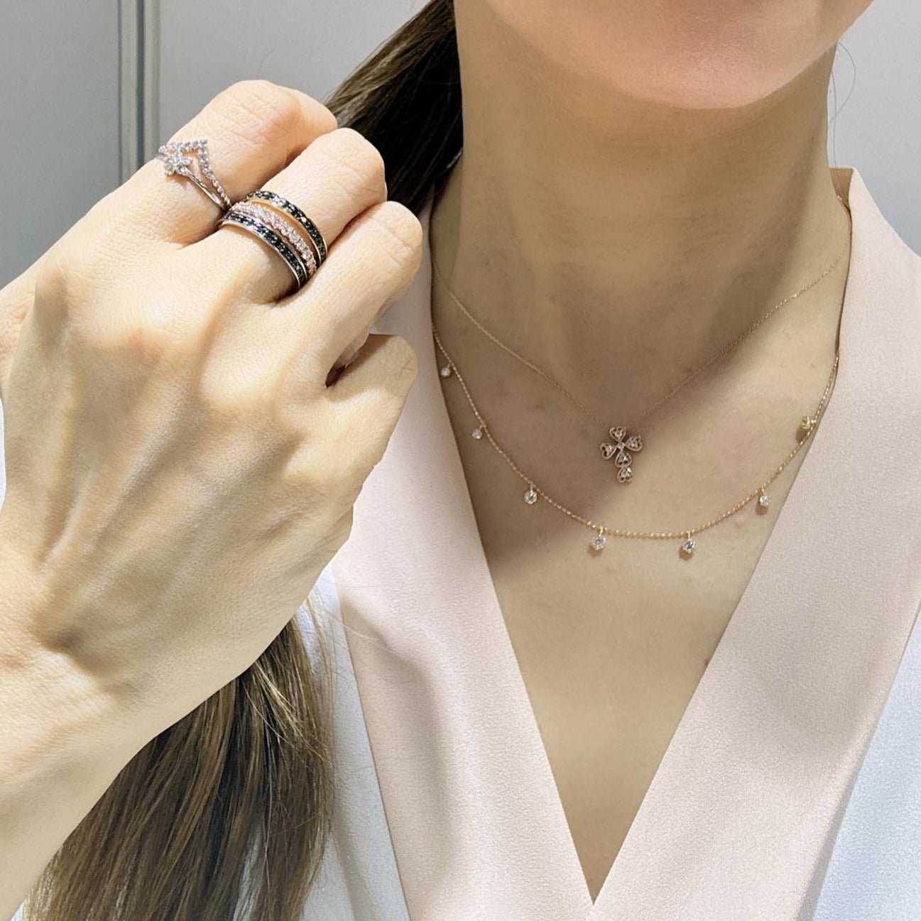 V Shape Streamline Ripple ring 0.1ct - JMW Jewelry Wholesale