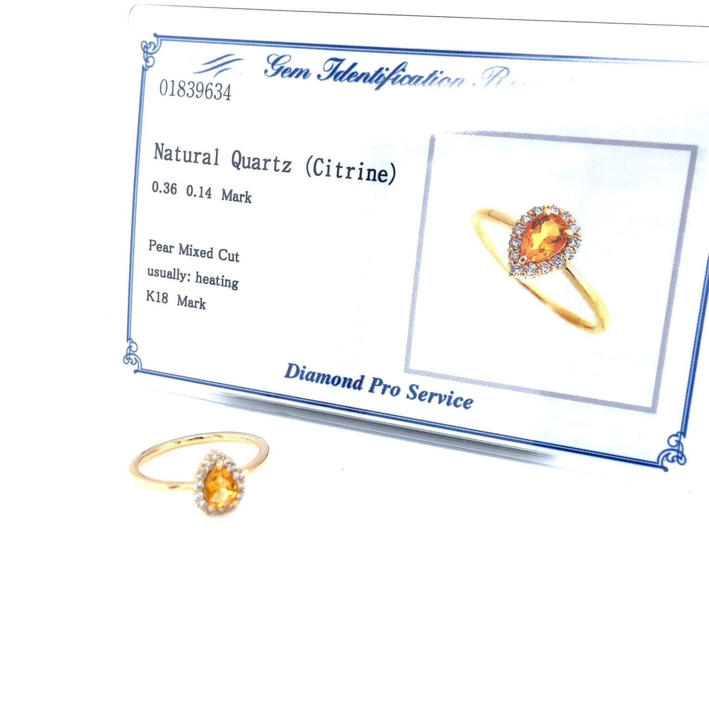 Waterdrop Citrine Ring 0.3/0.14ct - JMW Jewelry Wholesale