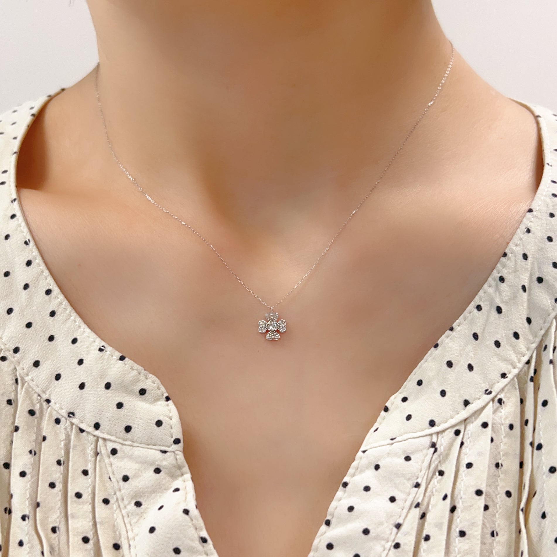 Whole Dia Clover Necklace 0.15ct - JMW Jewelry Wholesale