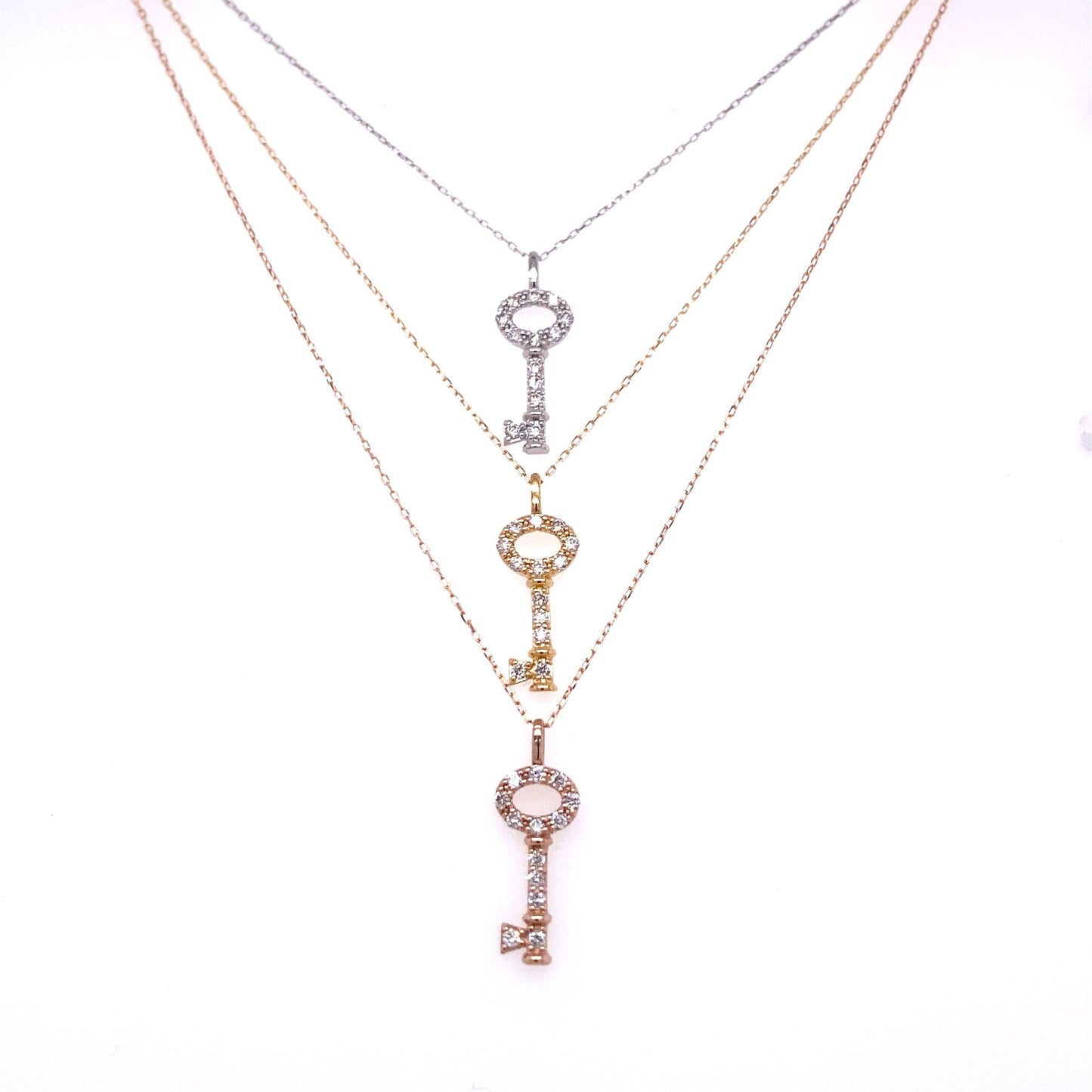 Whole Dia Key Necklace 0.1ct - JMW Jewelry Wholesale