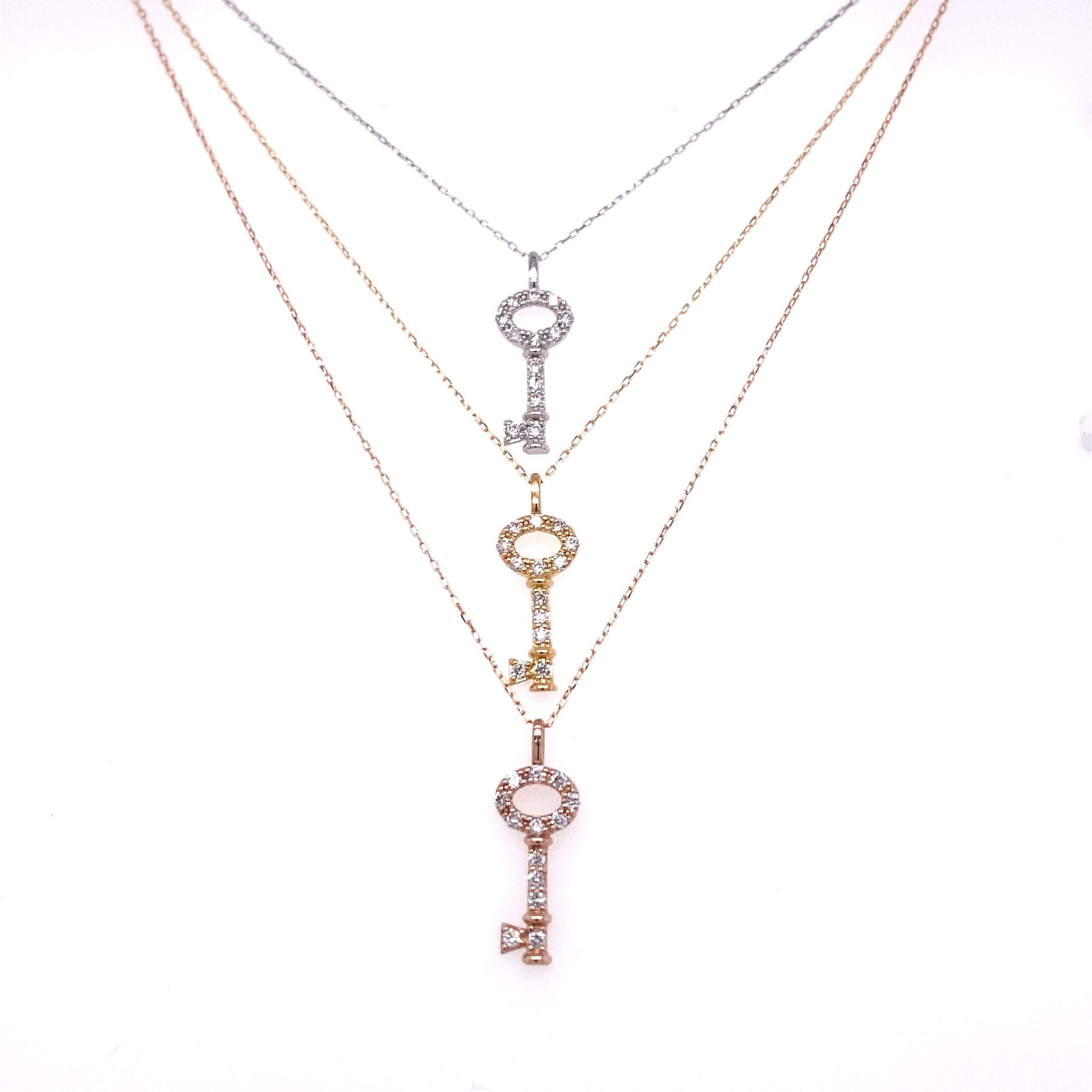 Whole Dia Key Necklace 0.1ct - JMW Jewelry Wholesale