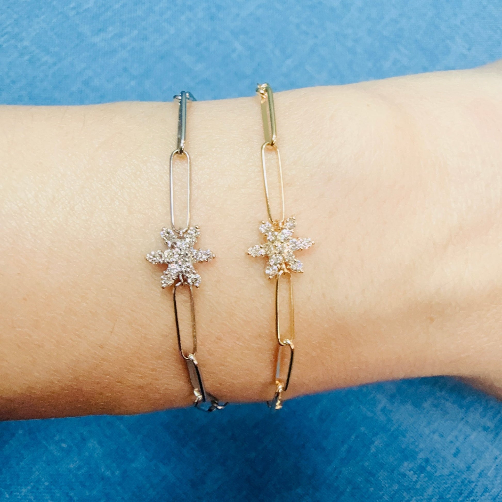 Wide Paperclip Starfish Bracelet 0.2ct - JMW Jewelry Wholesale