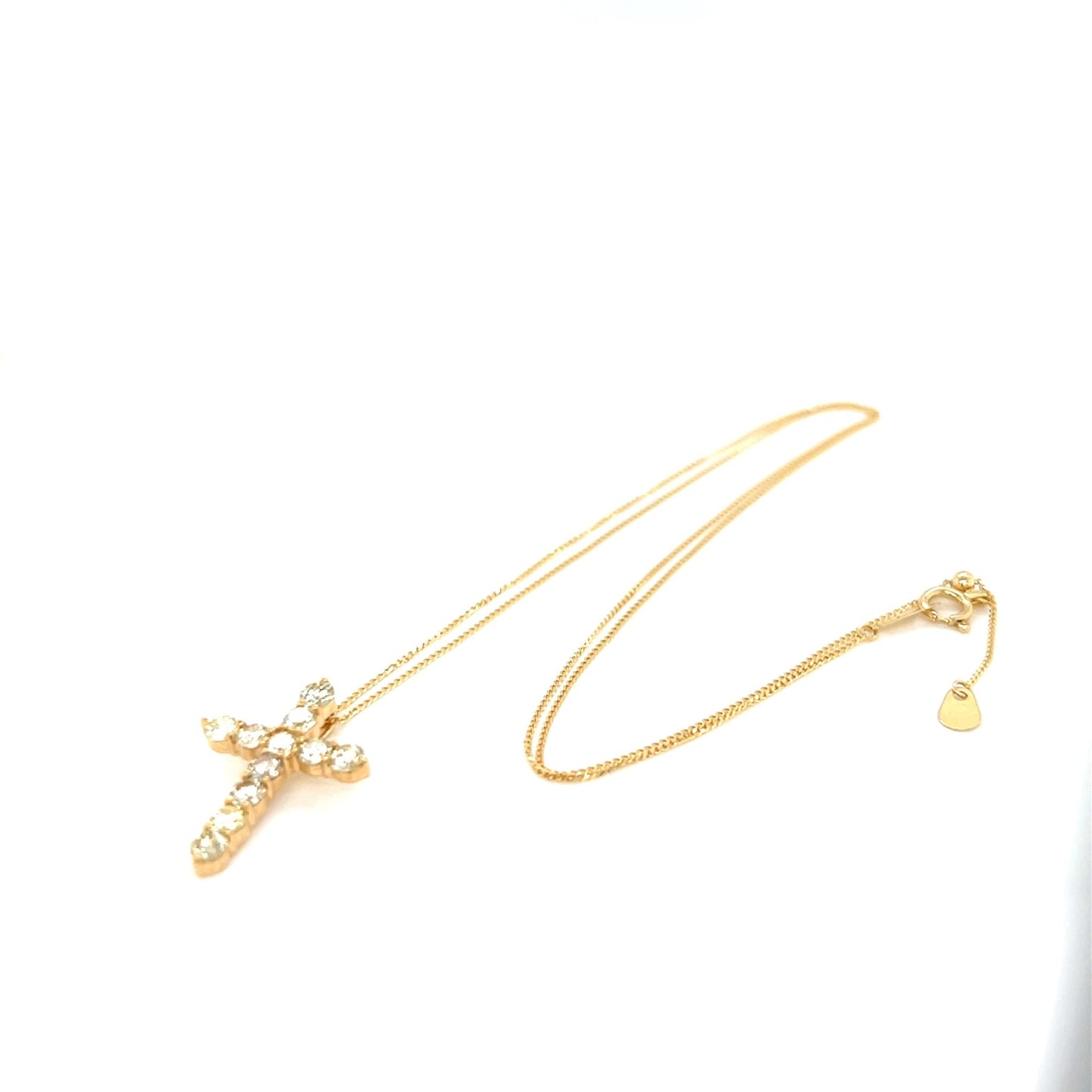Yellow Dia 11 Dia Cross Necklace 1ct - JMW Jewelry Wholesale