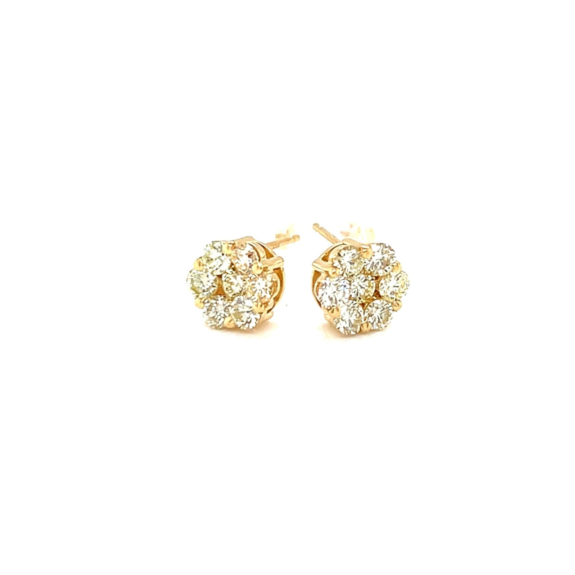 Yellow Dia 7 Dia Flower Earrings 1ct - JMW Jewelry Wholesale