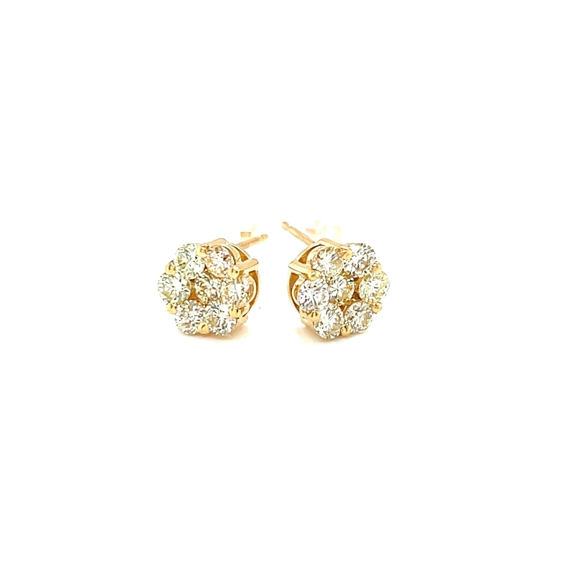 Yellow Dia 7 Dia Flower Earrings 1ct - JMW Jewelry Wholesale