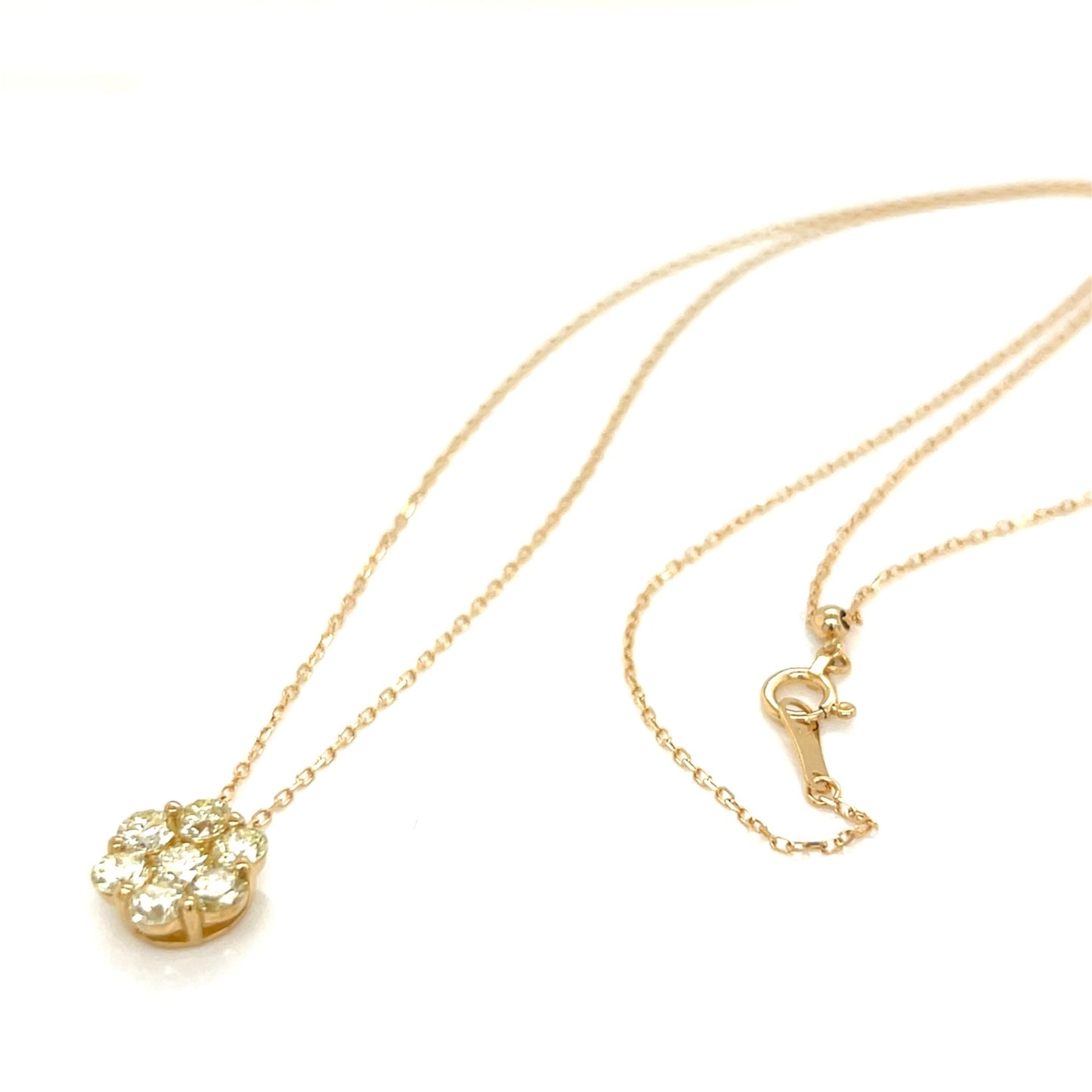 Yellow Dia 7 Dia Flower Necklace 1ct - JMW Jewelry Wholesale