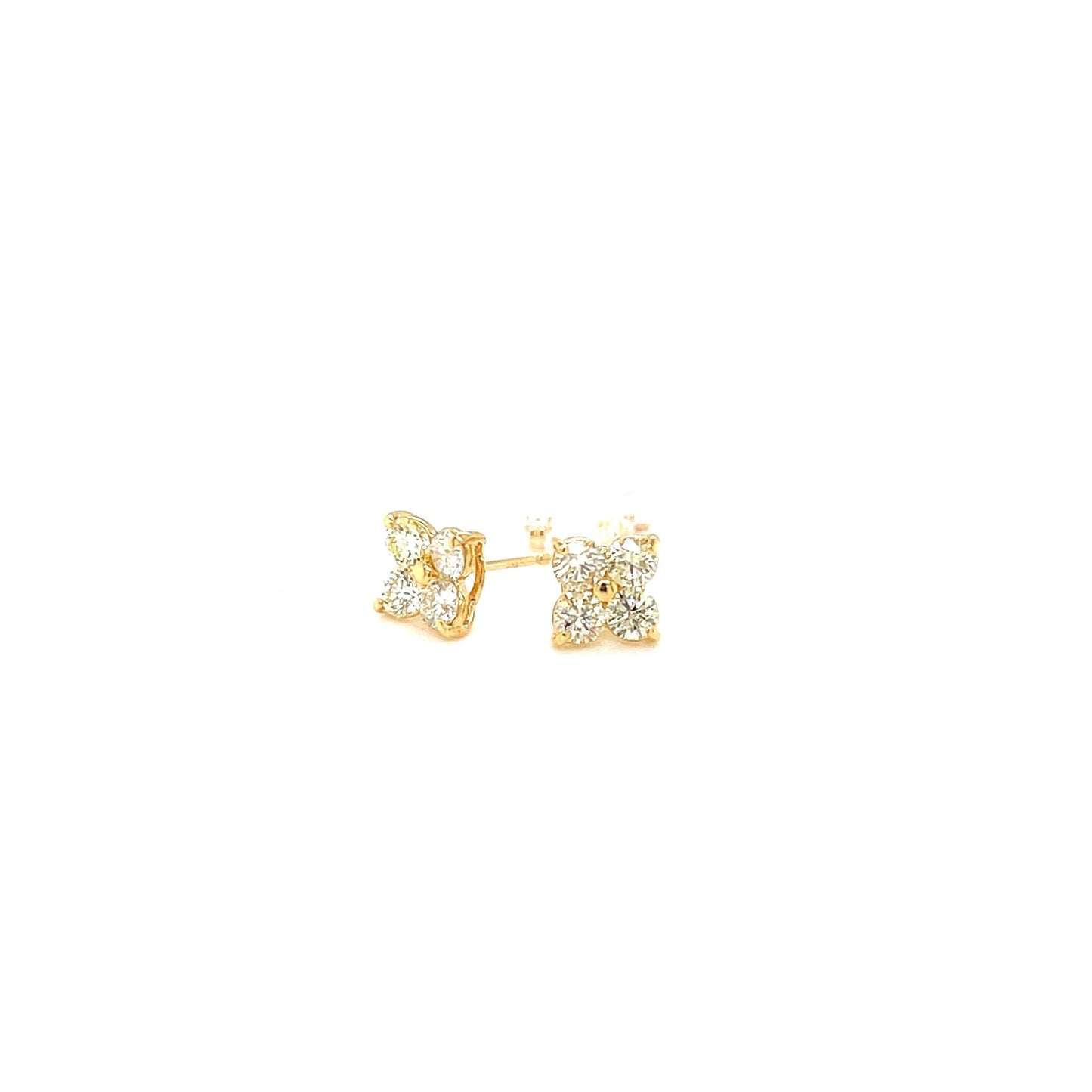 Yellow Dia Four Petal Flower Earrings 1ct - JMW Jewelry Wholesale