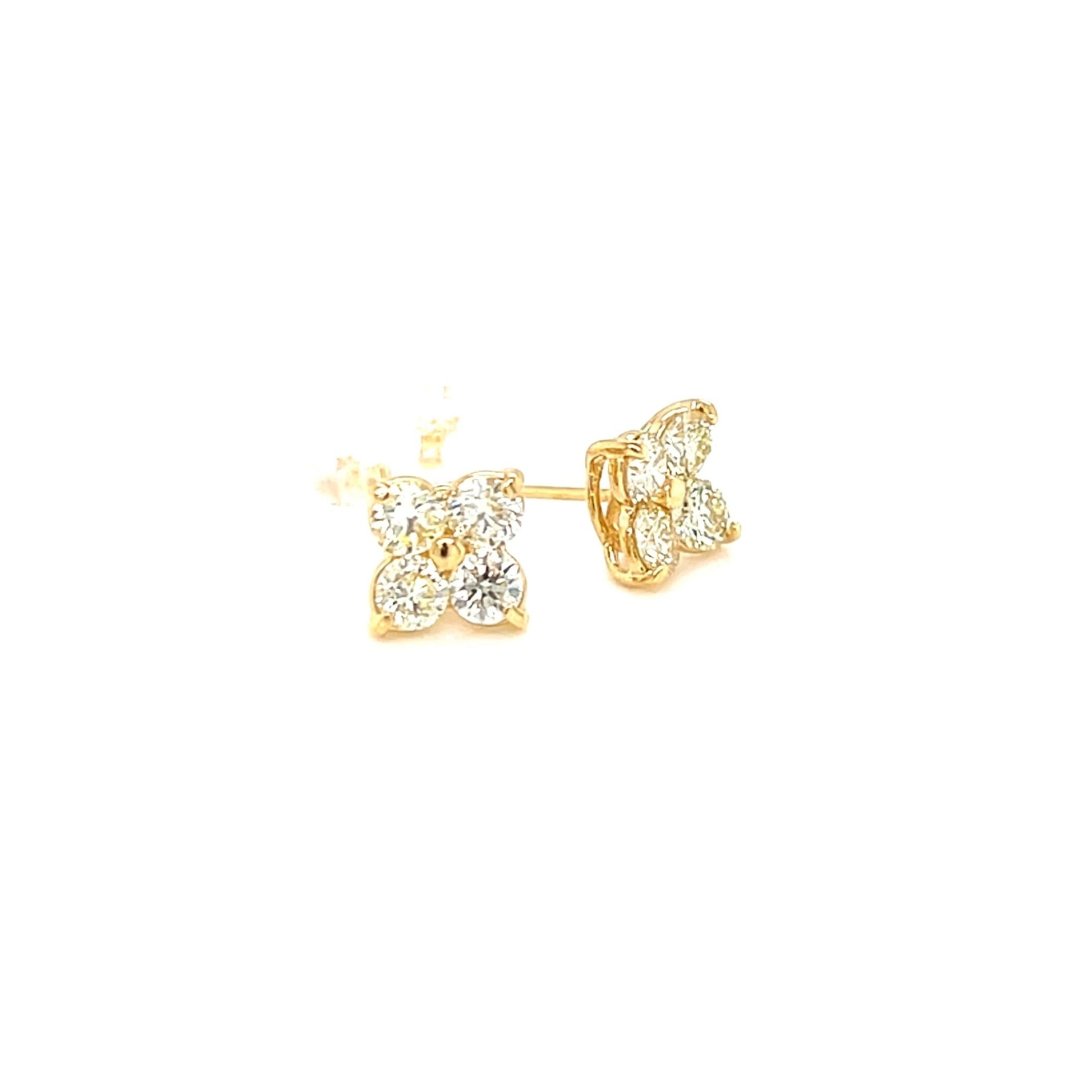Yellow Dia Four Petal Flower Earrings 1ct - JMW Jewelry Wholesale