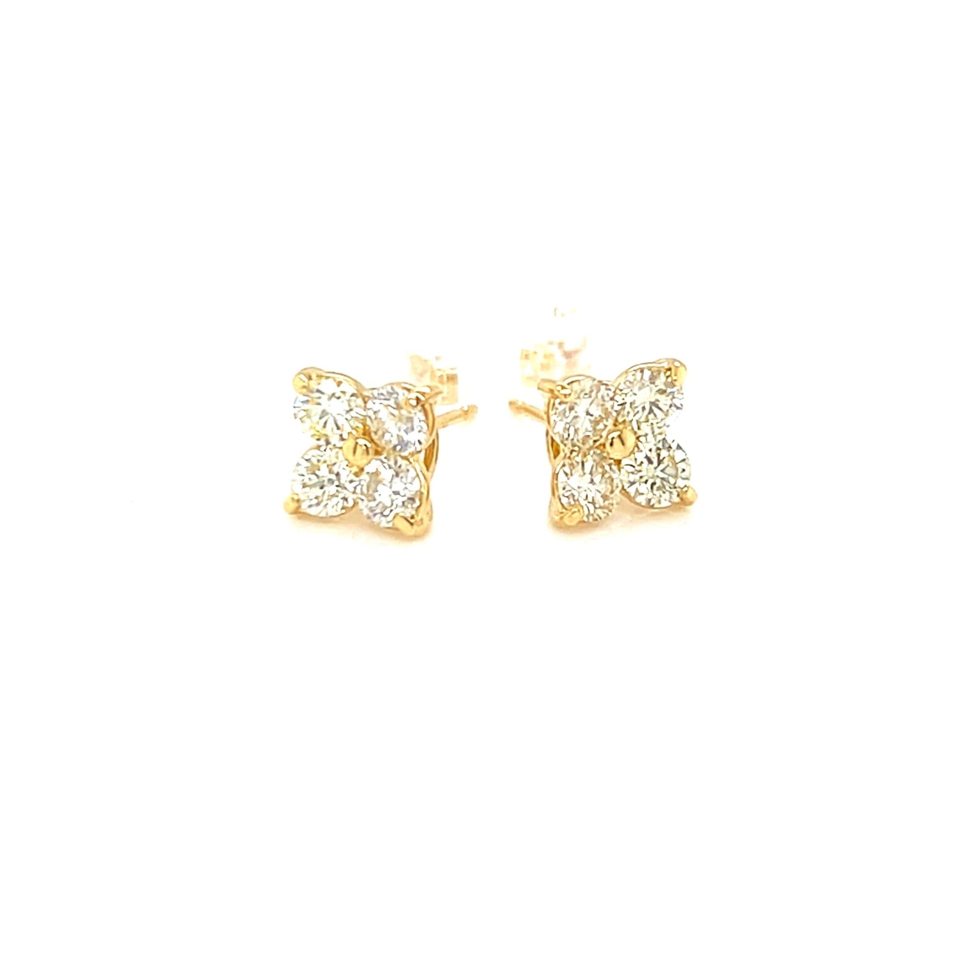 Yellow Dia Four Petal Flower Earrings 1ct - JMW Jewelry Wholesale