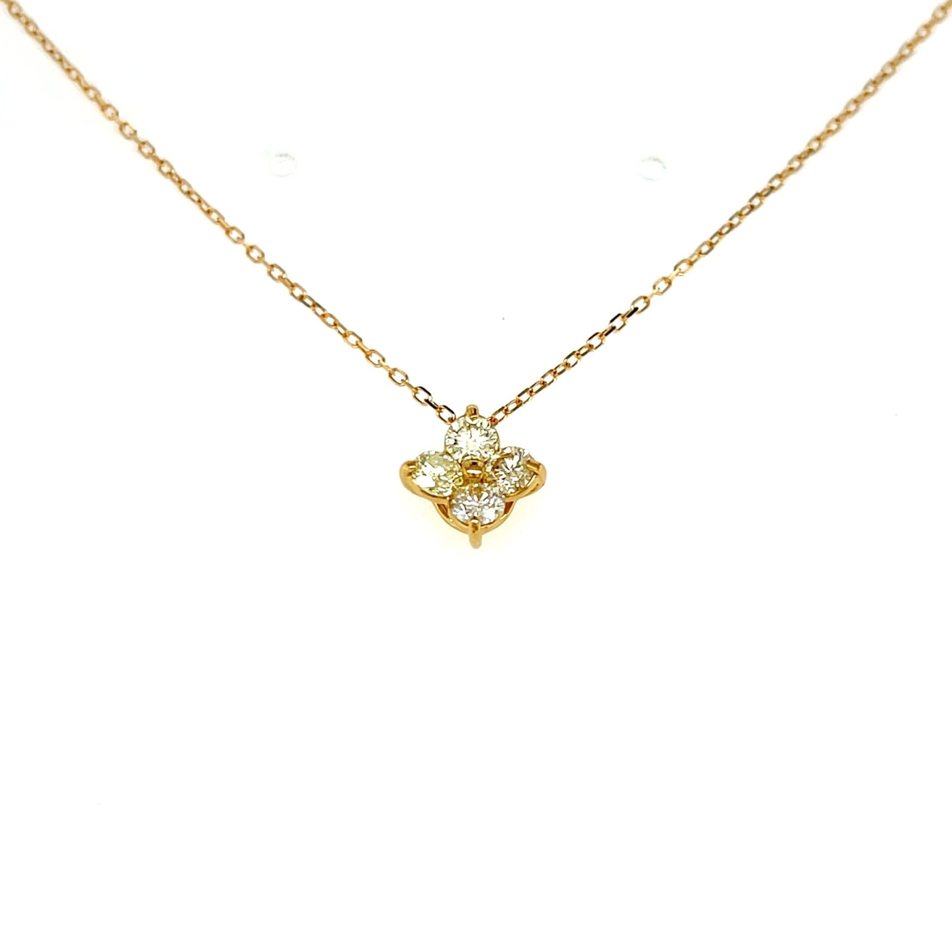 Yellow Dia Four Petal Flower Necklace 0.5ct - JMW Jewelry Wholesale