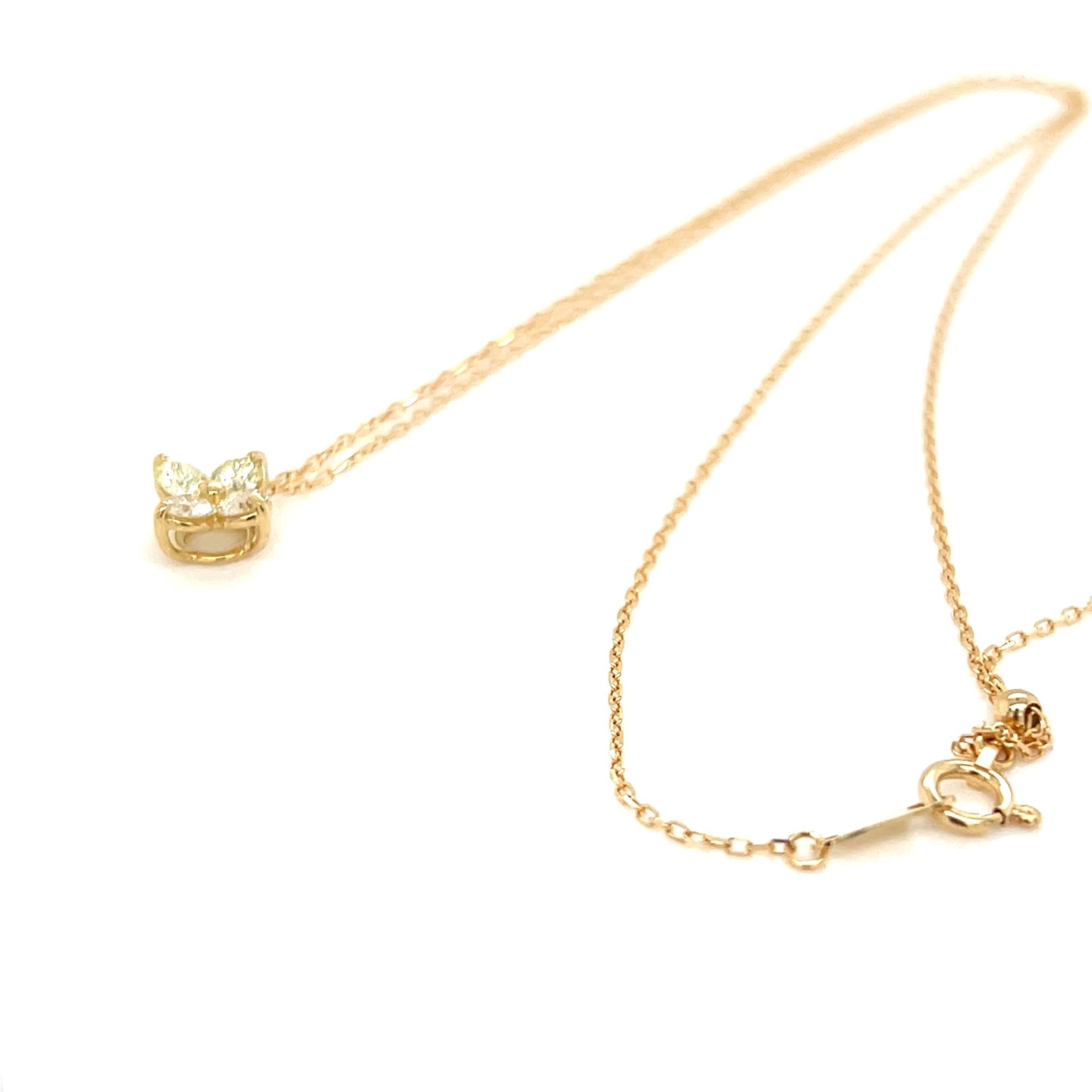 Yellow Dia Four Petal Flower Necklace 0.5ct - JMW Jewelry Wholesale