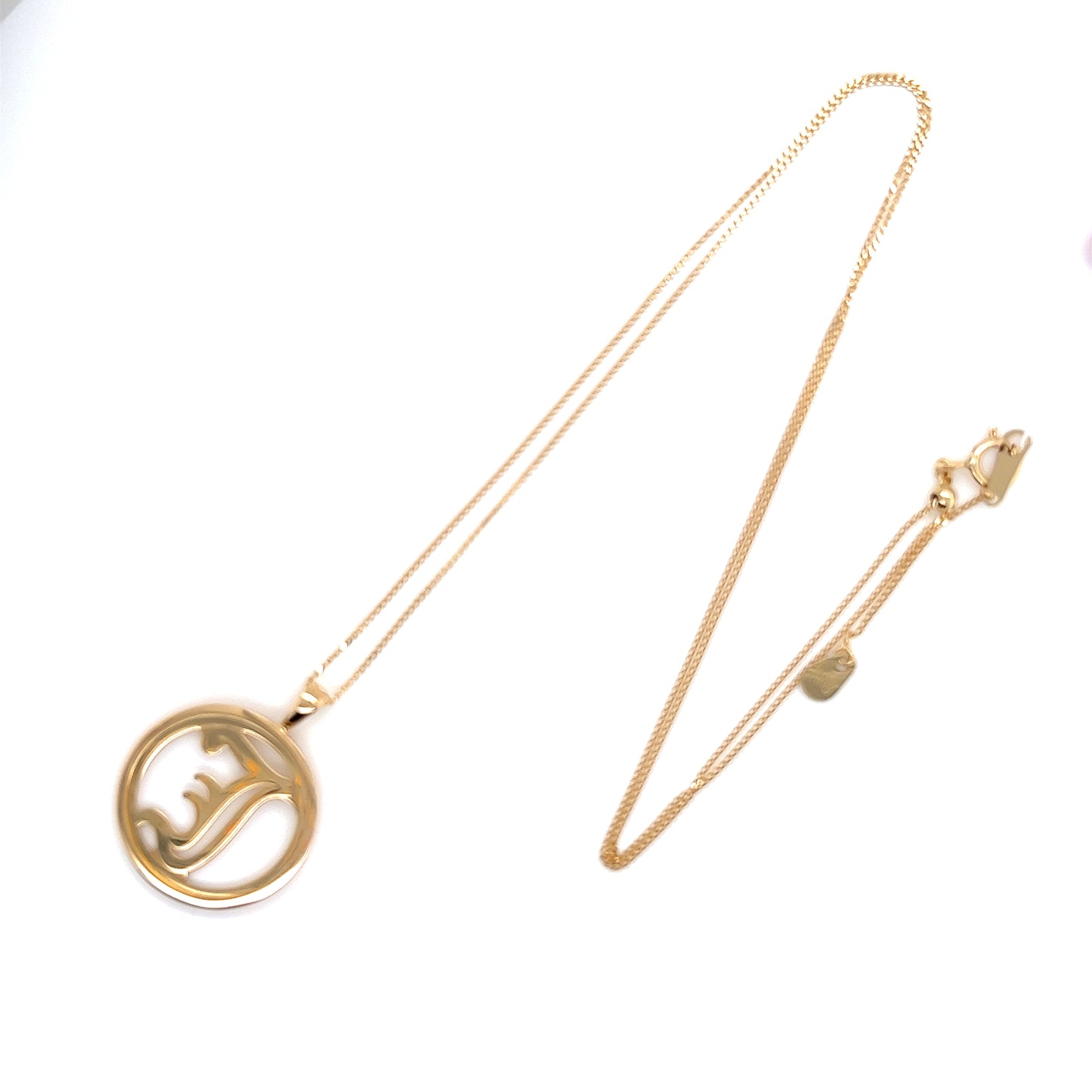 Gold Round Initial J Necklace