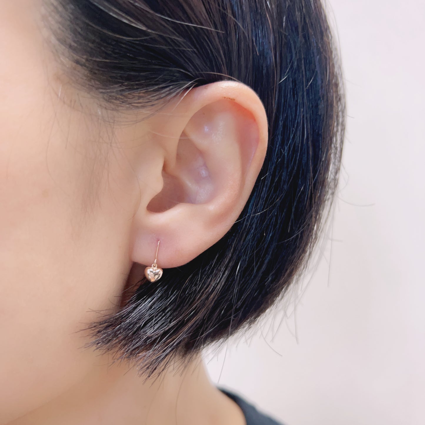 Gold Plump Heart Drop Earrings